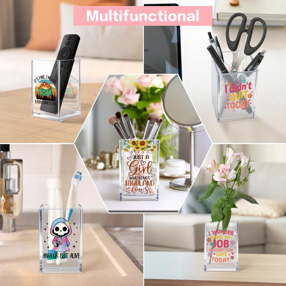 Anxious But Alive Just Doing My Silly Little Tasks Acrylic Pen Holder Cup Set…