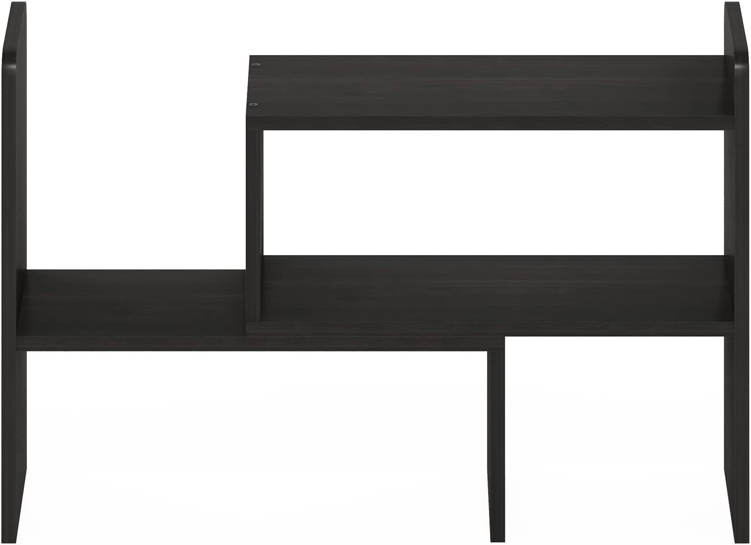 Versatile 2-Shelf Desktop Storage Organizer with Adjustable Features in Espresso