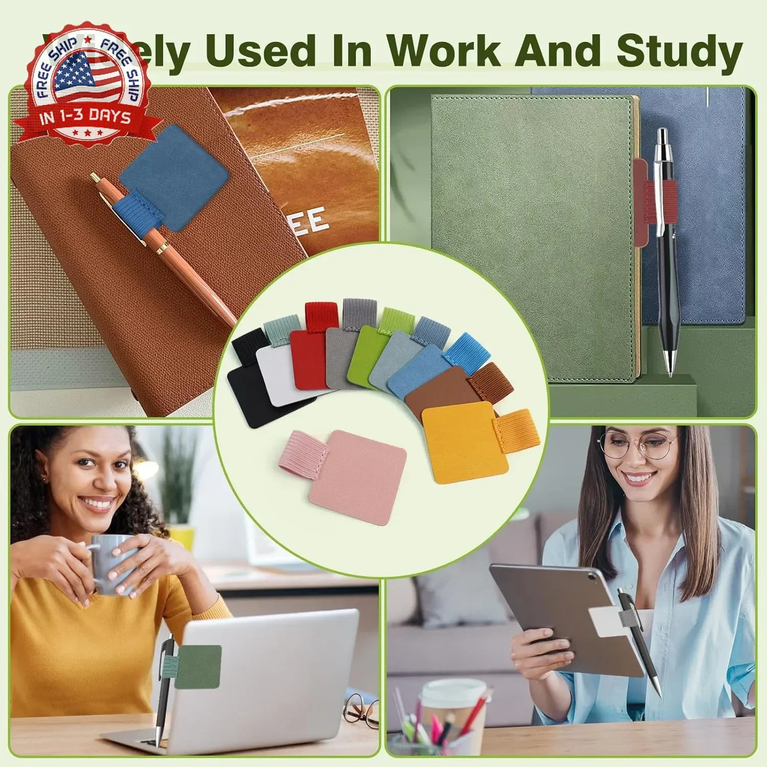 GAQWOK 10-Pack Pen Loop Holder Set, Self-Adhesive Pen Loop Holder for Notebook,