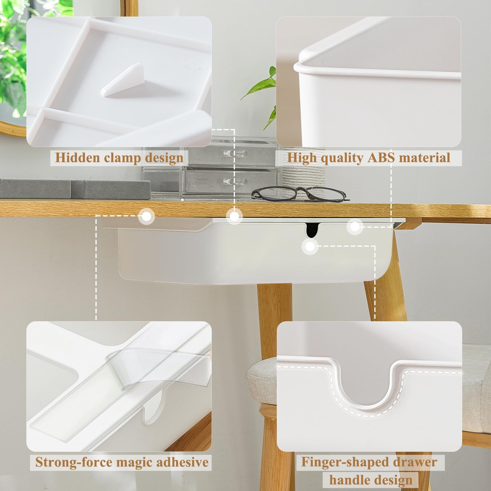 FRETONBA Large Under Desk Drawer Slide Out Organizer, 1pack Large, White