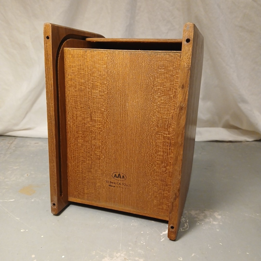 VTG AAA El Toro California Teak Roll-Top Floppy Disc CD Storage 9.5L 6.5W 7.5T