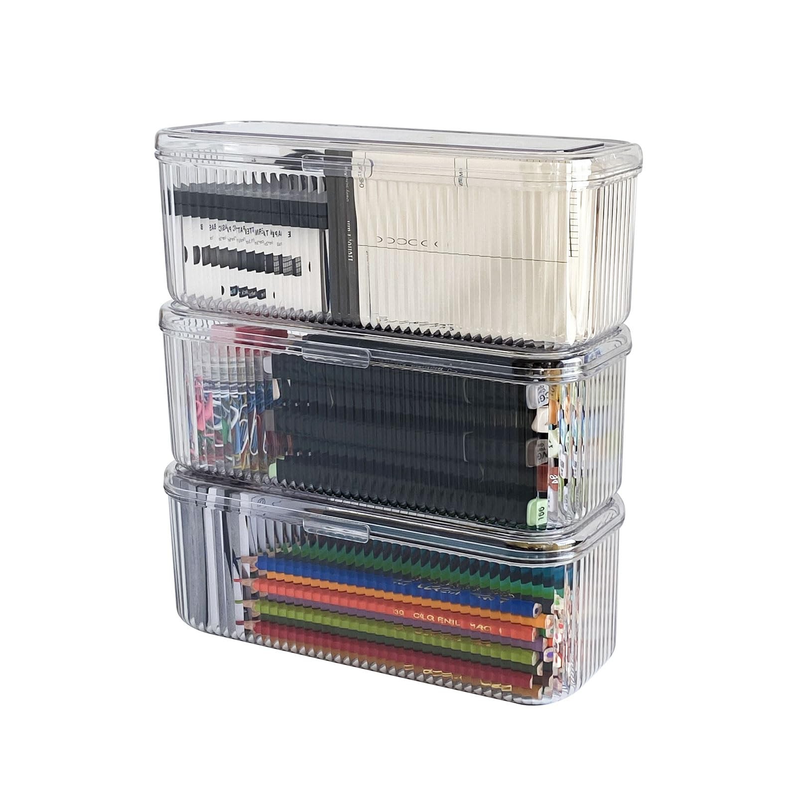 NINEWEEN 3 Pack Clear Pen Organizer for Desk Drawer, Plastic 3 Pack,