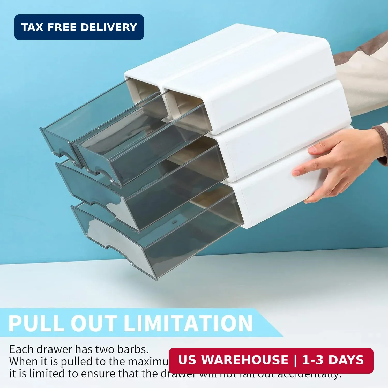 White Desktop Drawers for Paper, Stackable Office Storage Drawers for Desk, Craf