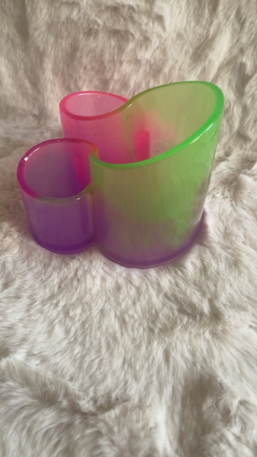 Custom Made pencil holder pink, purple, and green Desk Organizer EPOXY RESIN