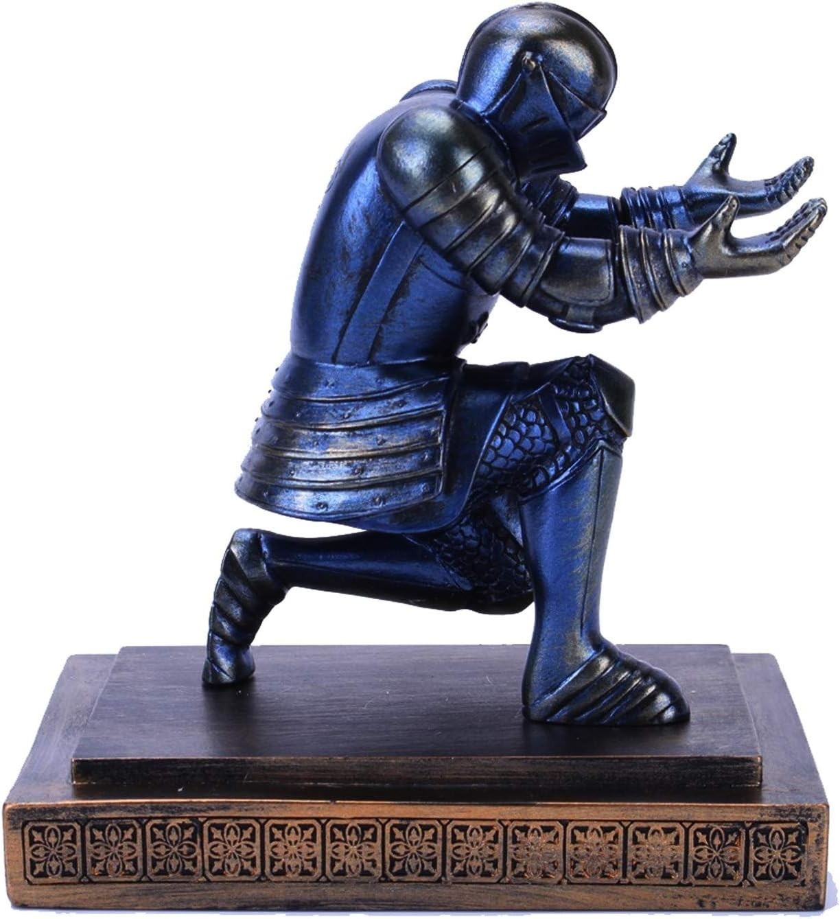 Executive Knight Pen Holder in Blue Resin for Desk Organization and Decor