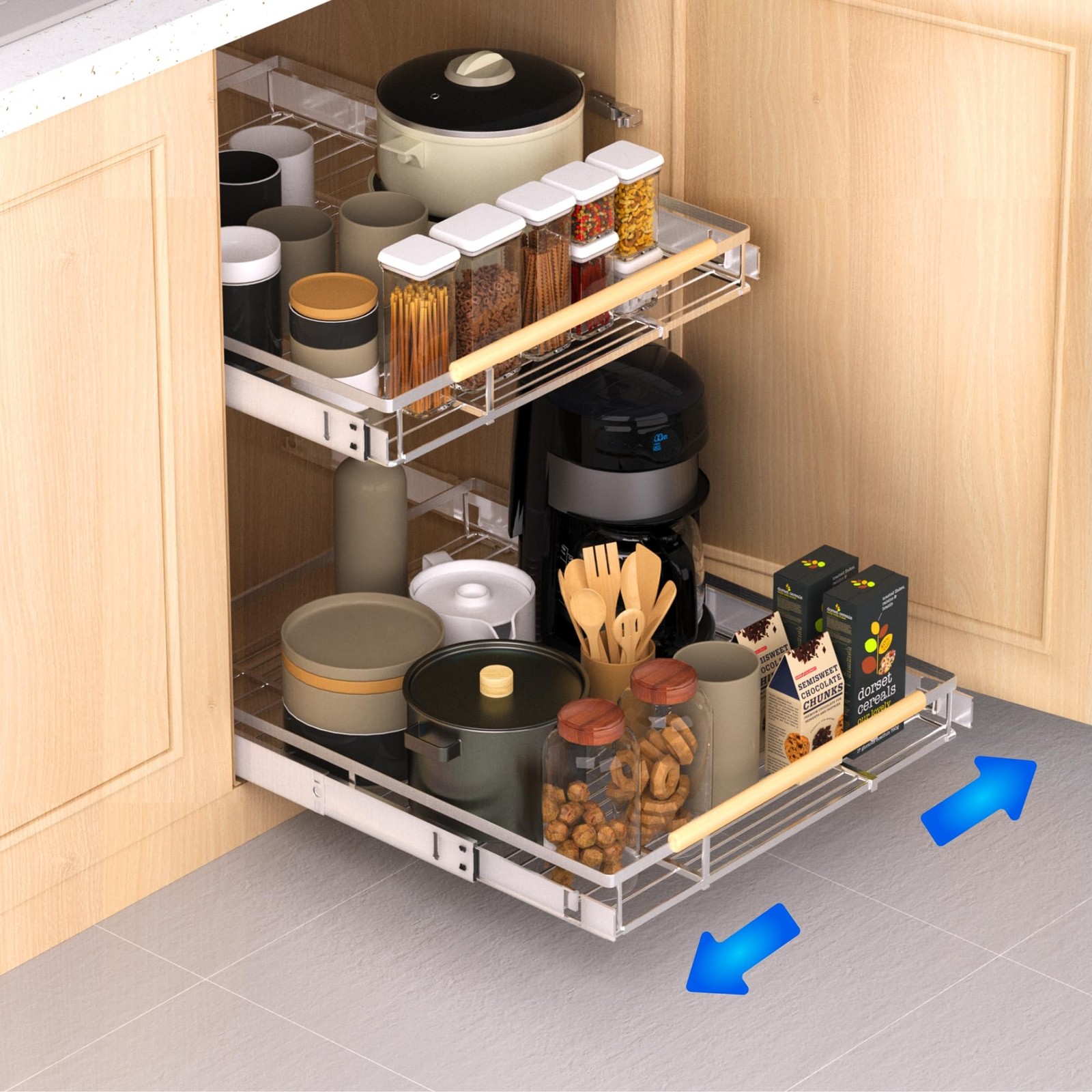 M – Cabinet Width: 16.3″~26.3″ * Depth: 17.3″, Medium -W(basket+glides)…