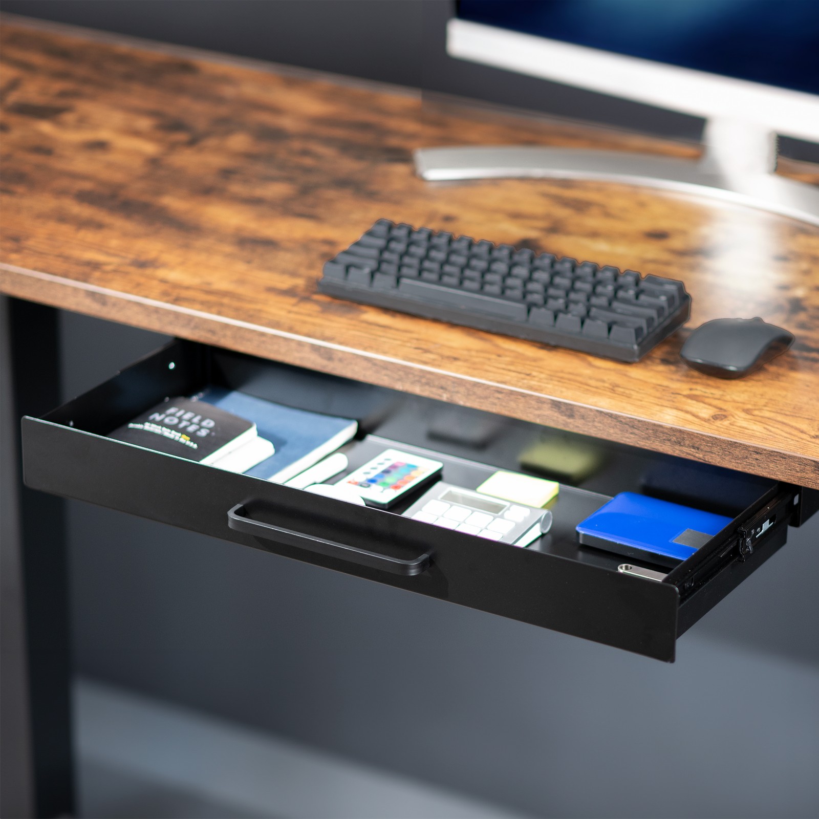 VIVO Black 22″ Space Saver Sliding Under Desk Storage Drawer with Pull Handle