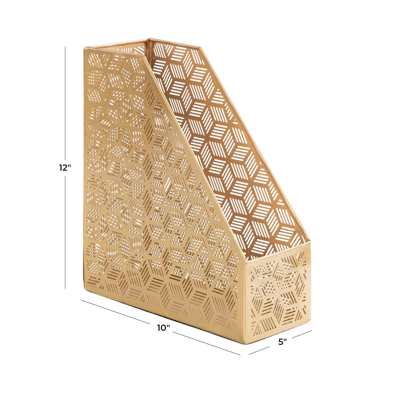 Deco 79 Metal Geometric Single Slot Magazine Holder with Laser Carved Design, 5″