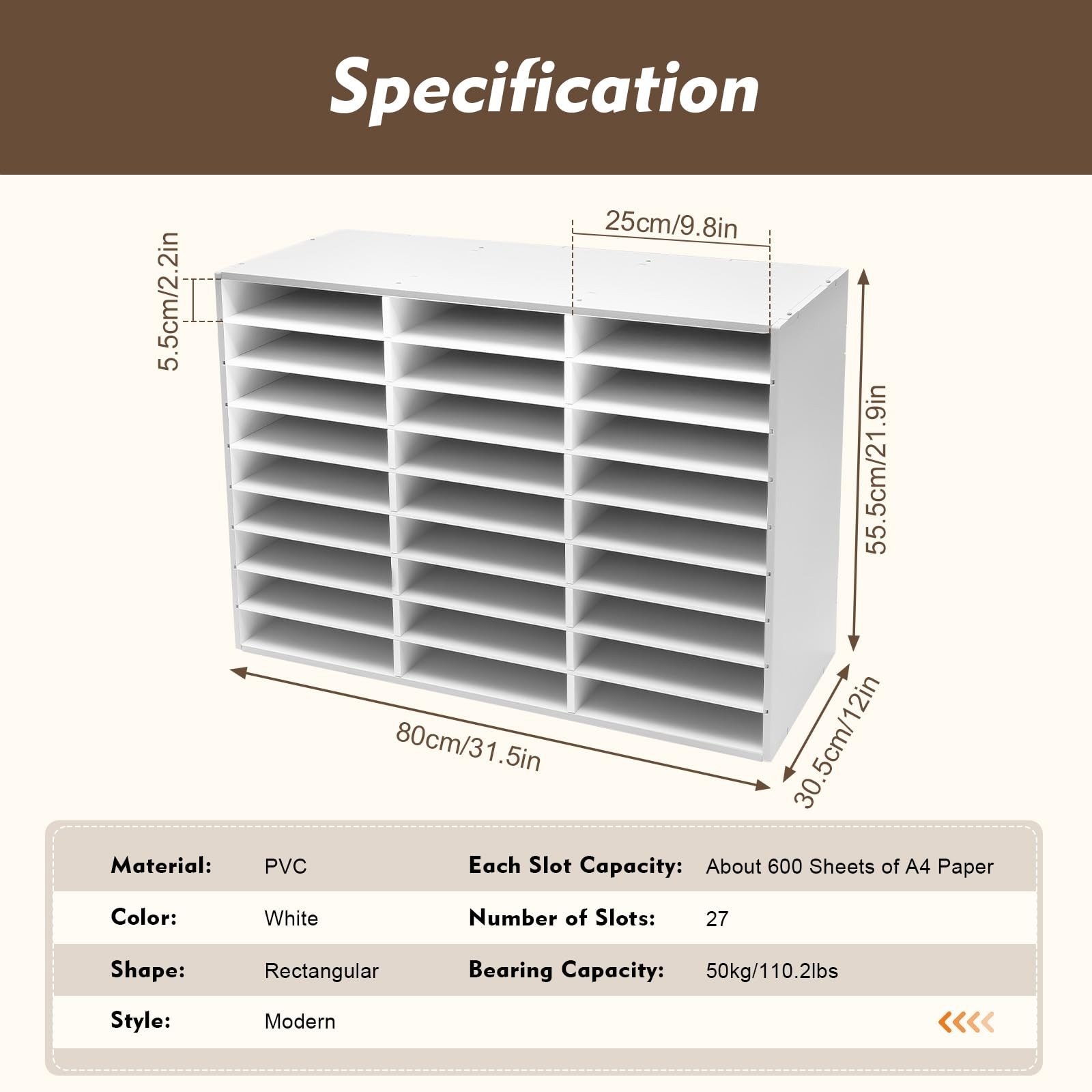 Literature Organizer 27 Slots Compartments Desktop File Sorter Mail Center Pa…