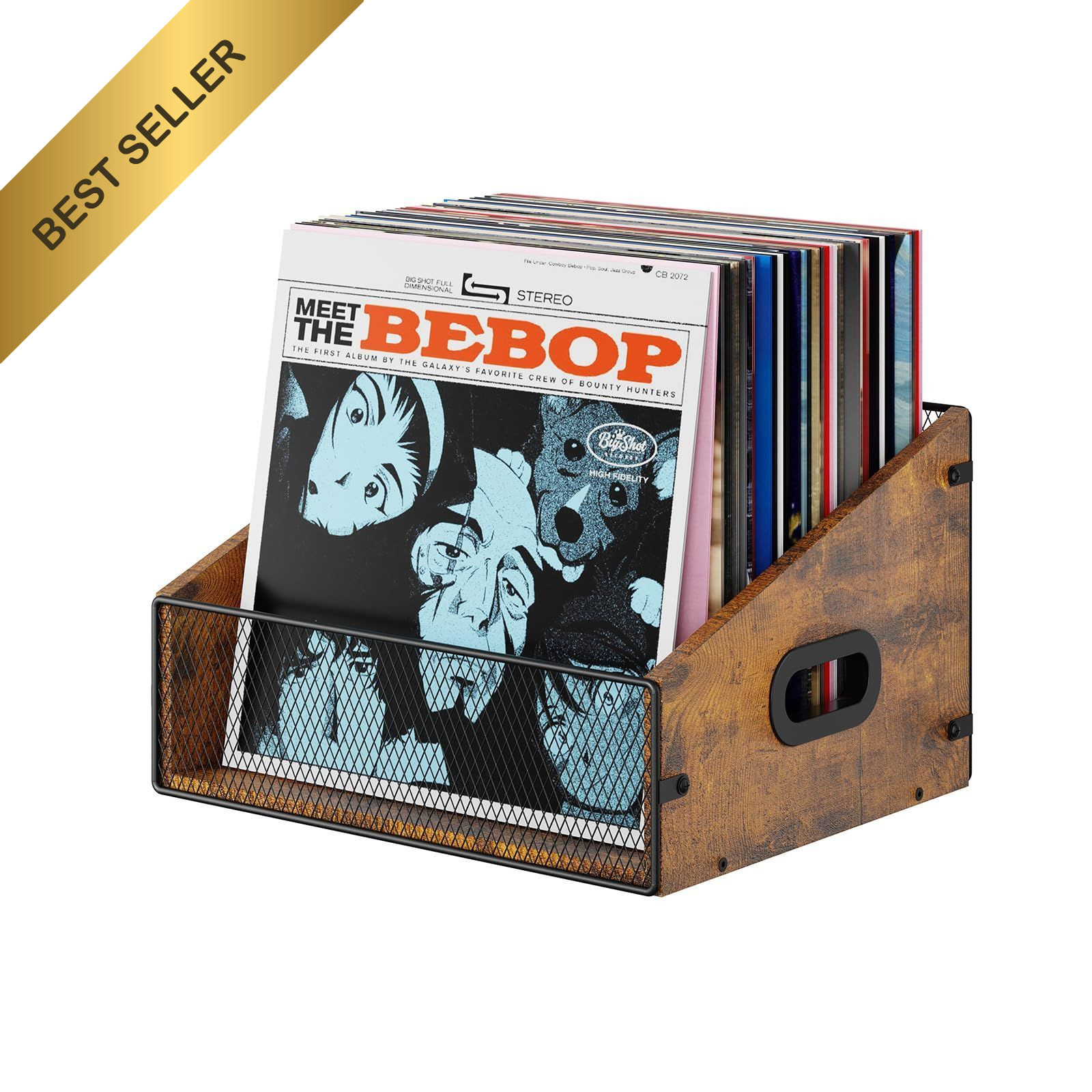 Wooden Vinyl Record Storage Crate Retro Album Holder Box Organizer for 60+ LP