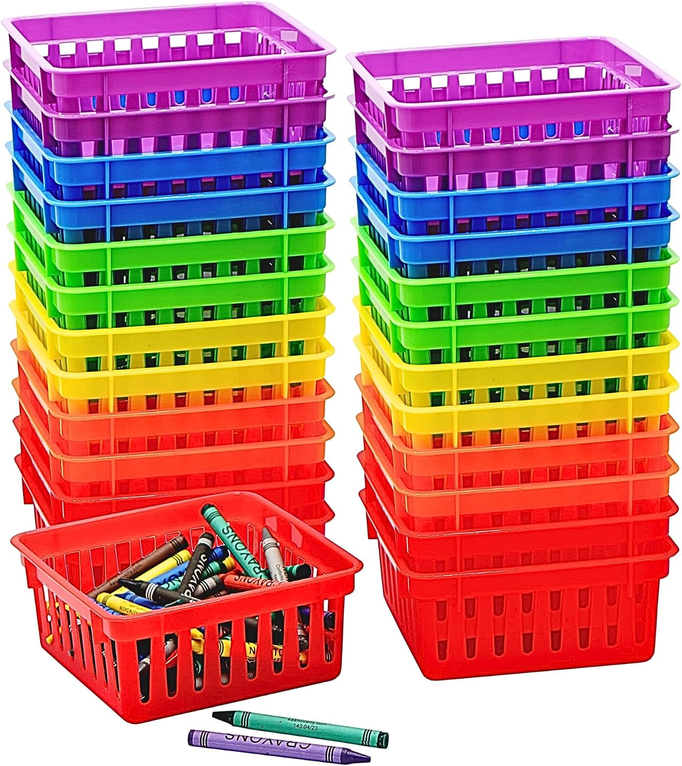 24 Pack Small Classroom Storage Baskets, Pack Bulk, Square 4.5″ Sturdy Plastic C