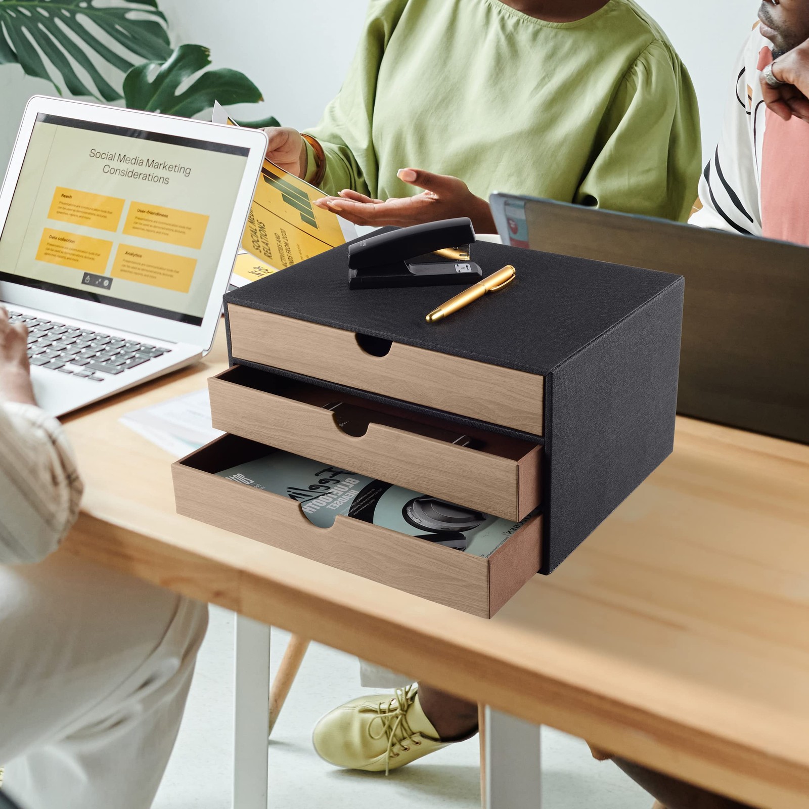 RHCSZ Fashion Multicolor Collocation Leather Desk Organizer File Cabinet Exec…
