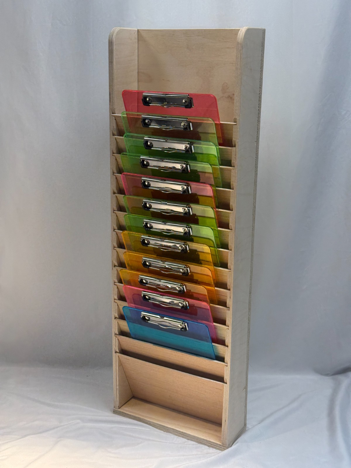 Wall File Organizer – 14 Slot Wooden Document Organizer (Eco-Friendly Plywood)