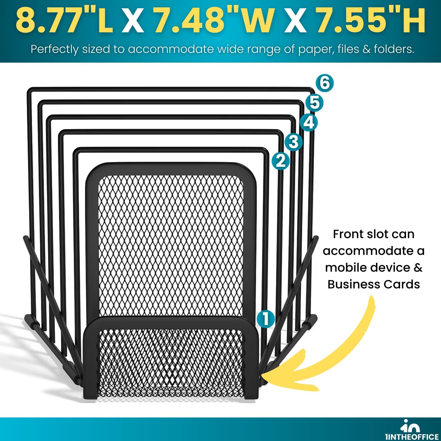 Black Wire Mesh Incline Desktop File Step Sorter Sorter Multi Rack