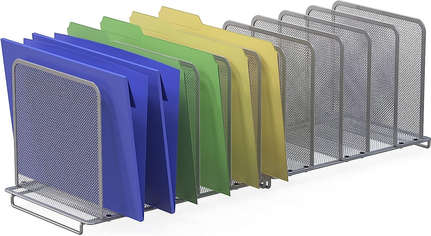 Sturdy Expandable 2 Pack Silver File Sorter Organizer – Steel Mesh – Desktop