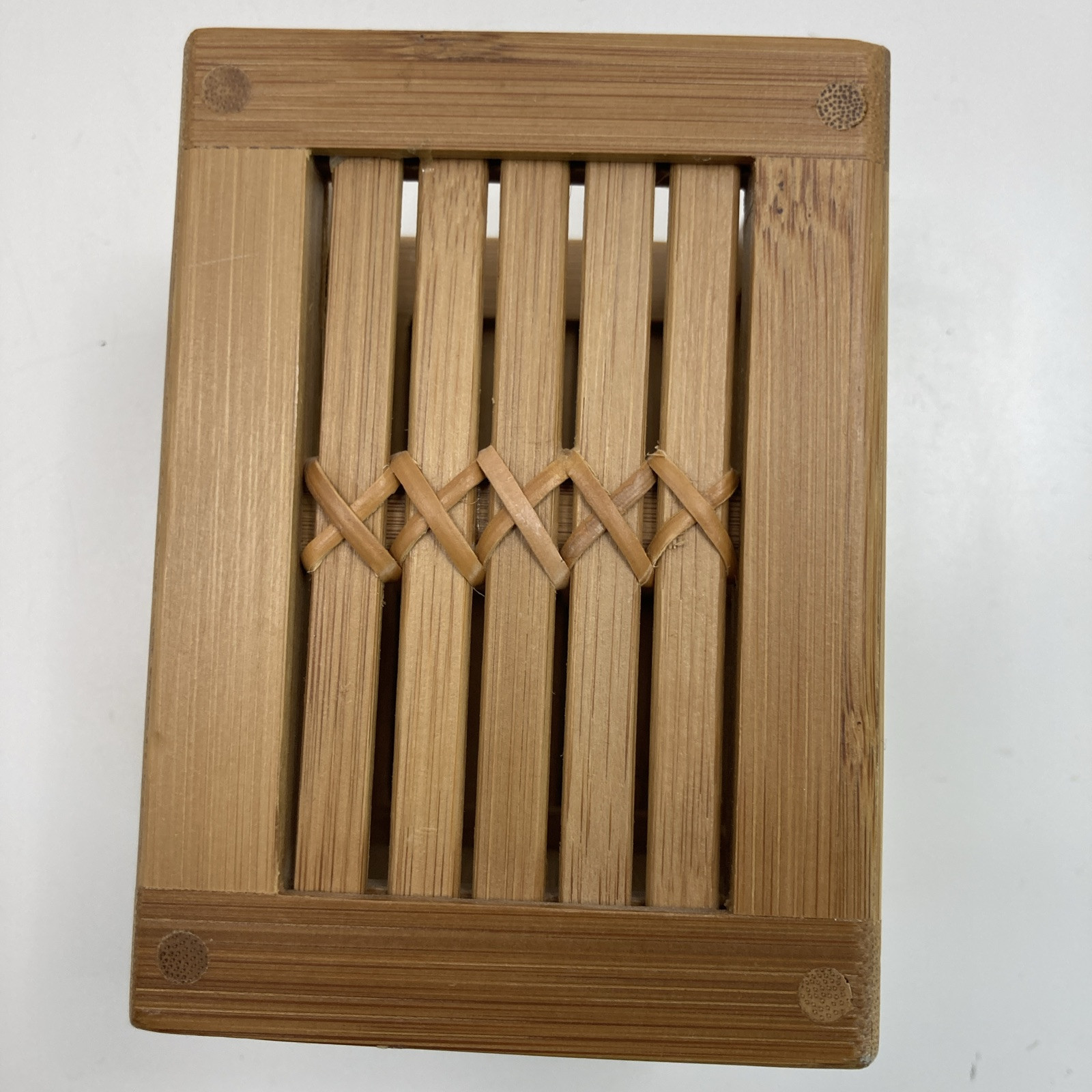 Vtg Bamboo Rattan MCM Planter Desk Organizer 4.5″