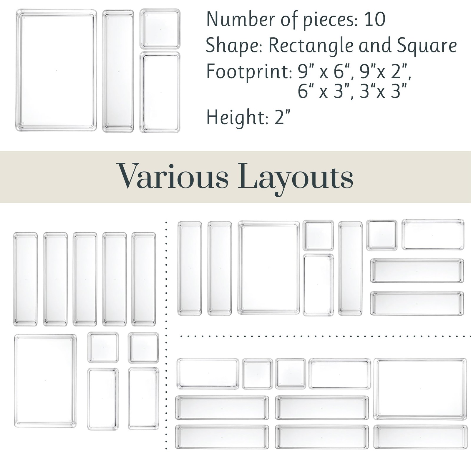 STORi SimpleSort 10-Piece Stackable Clear Drawer 10 piece set,