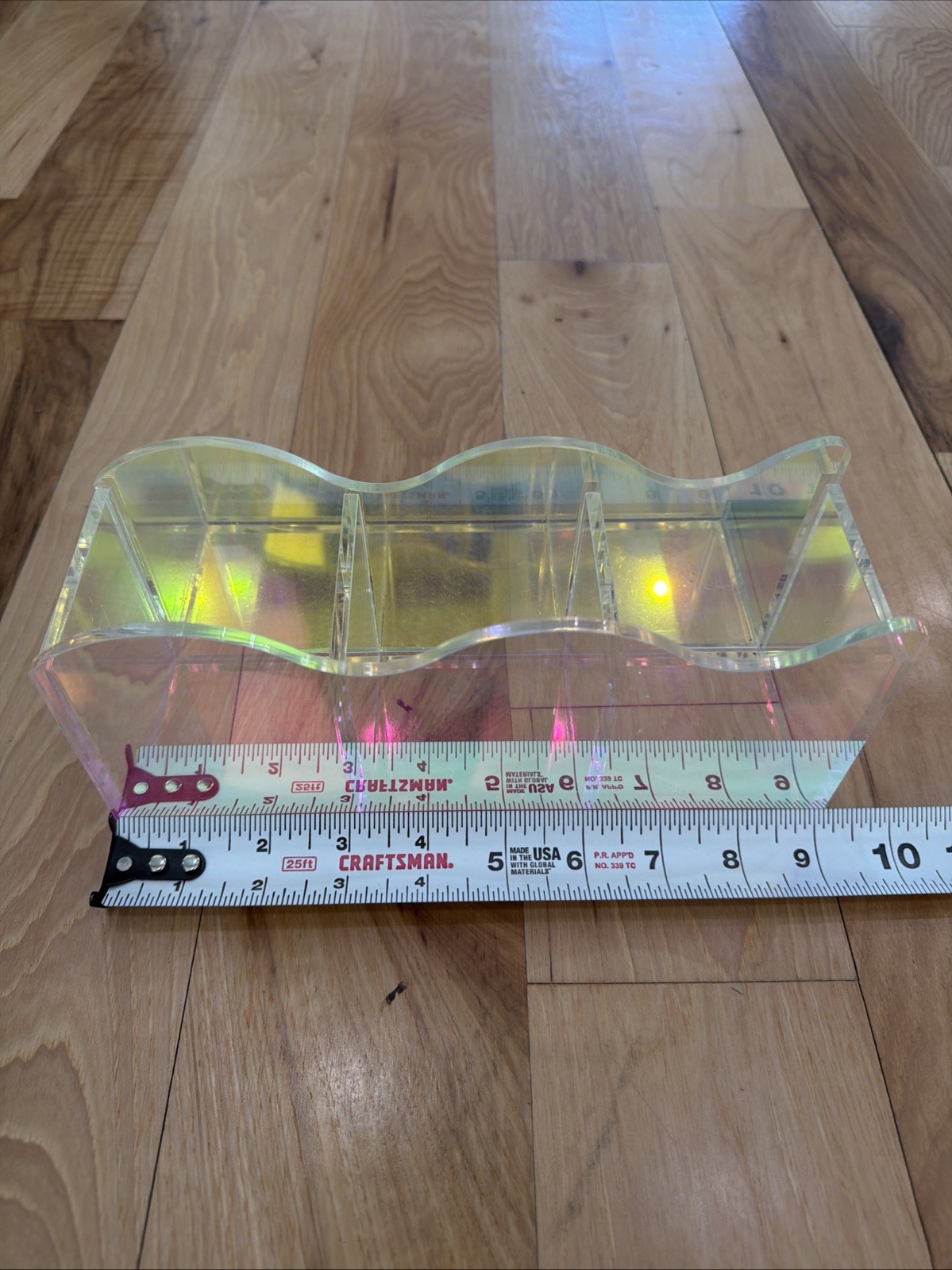 Iridescent Clear Acrylic Office Organizer Pen Holder Wavy Design