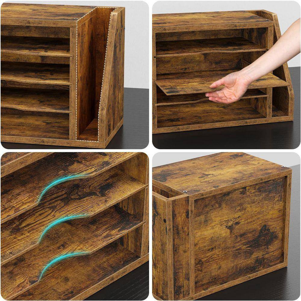Rustic Brown 9.25 In. X 11.1 In. Wood Desk Organizer