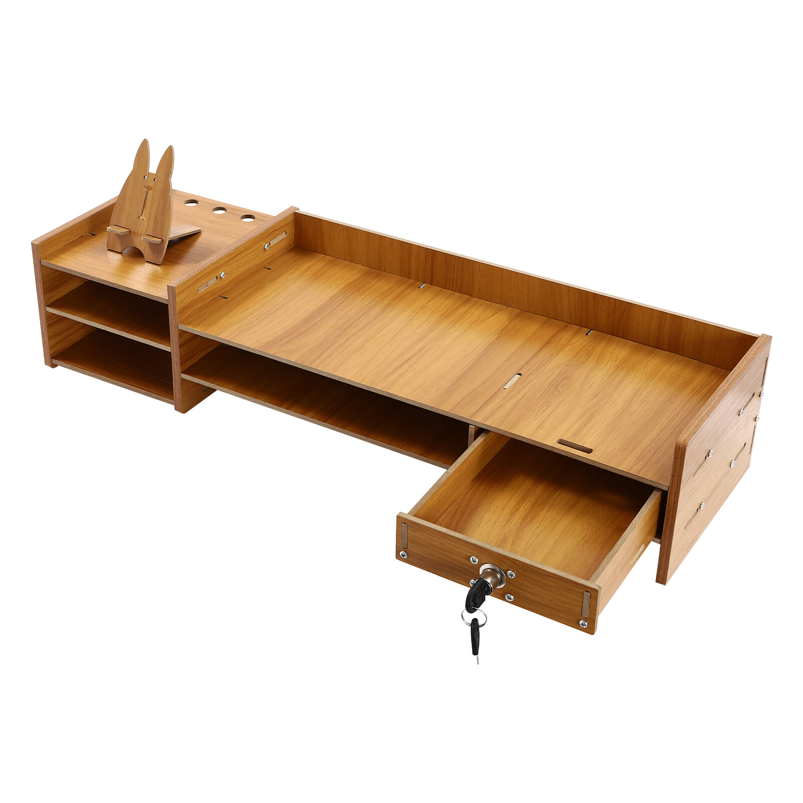 Multifunctional Monitor Stand Riser with Drawer, Storage Compartments, MDF