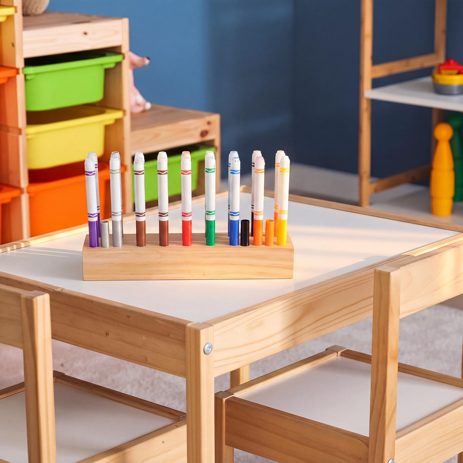Wooden Marker Stand Marker Pen Holder Storage Organizer for Classroom Display…