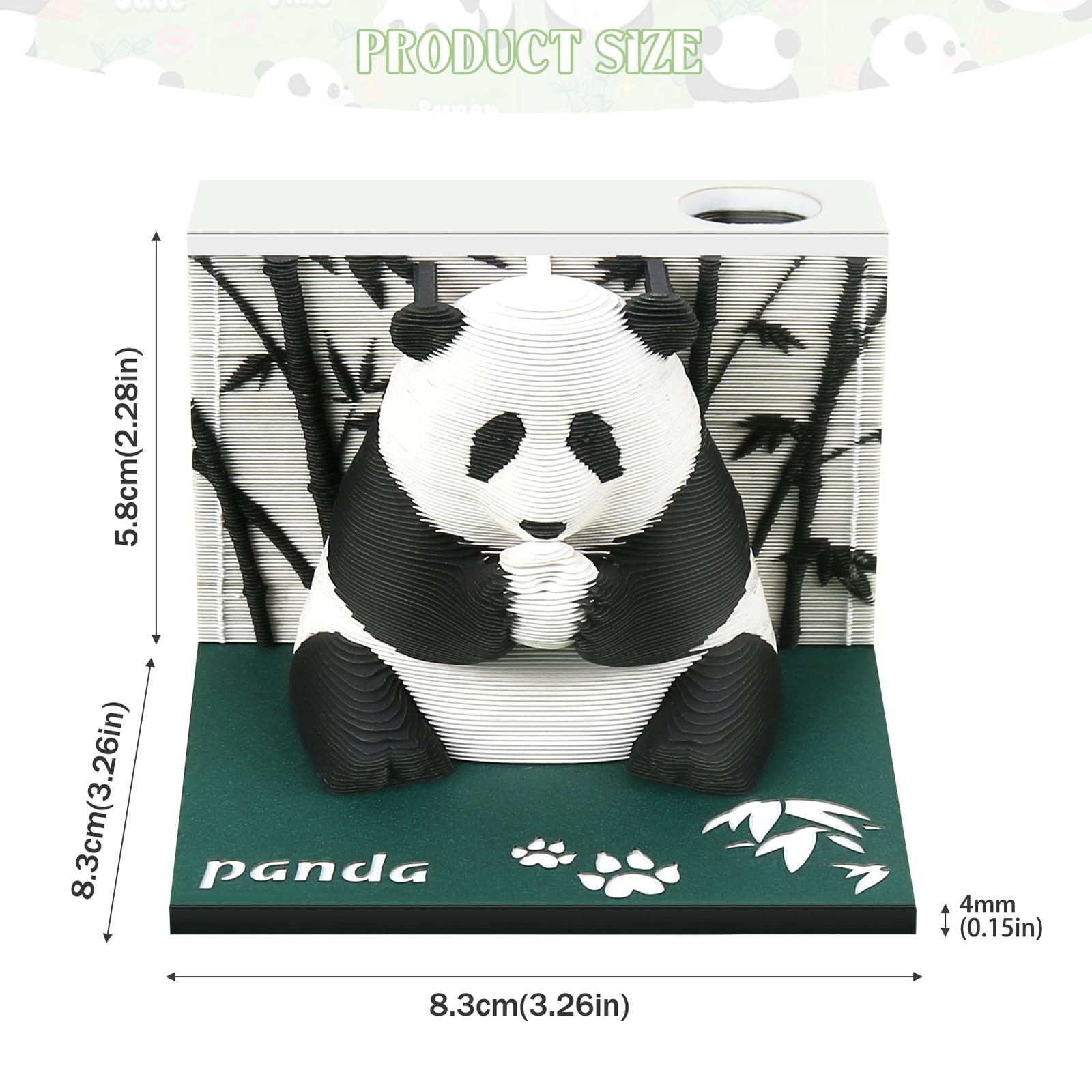 Time Piece Calendar 2026, 3D 2026 Artsy Pads, Timepiece Panda-shaped