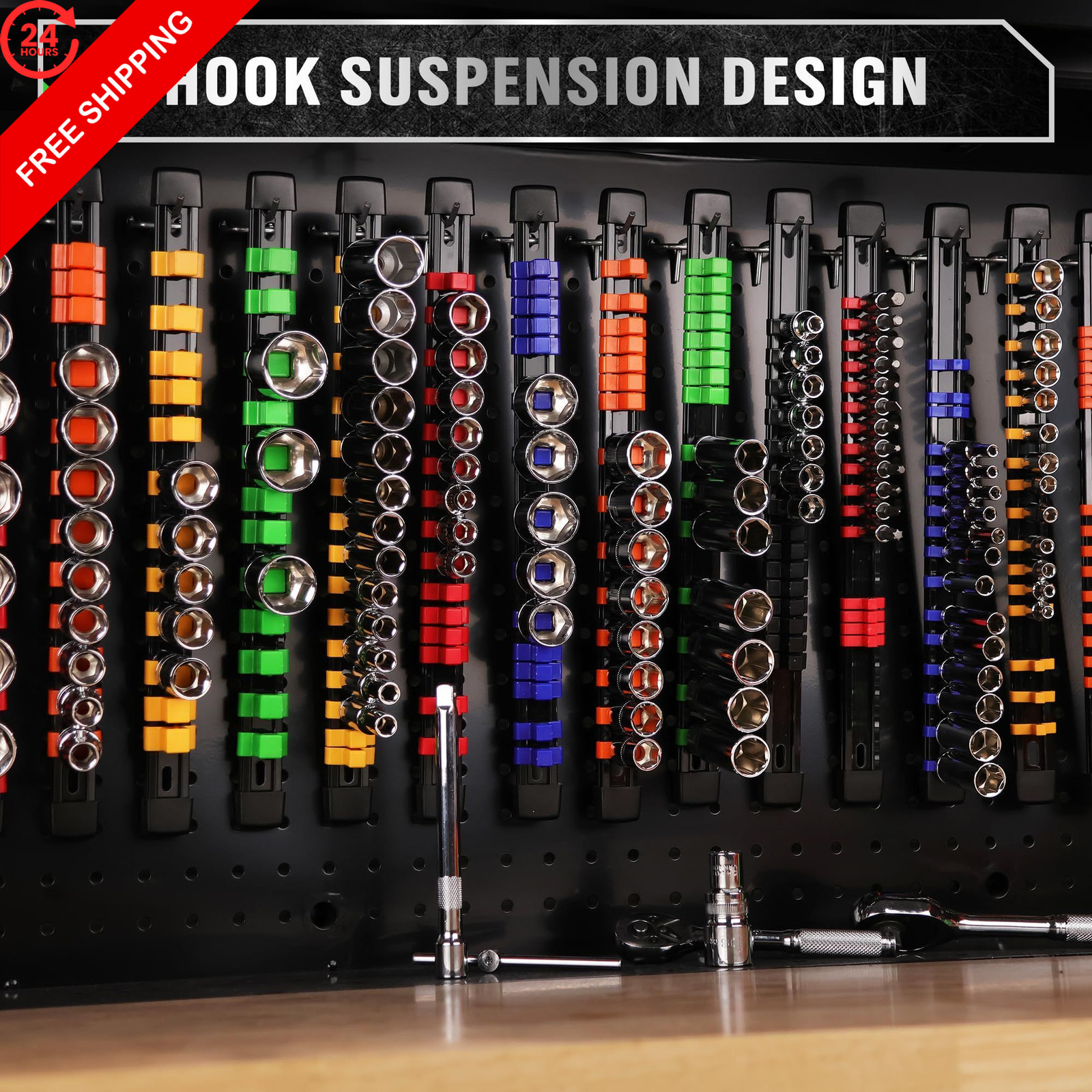 SWANLAKE Socket Organizer Set 18-Piece, 1/4-Inch x 96 Clips, 18 PCS, Mixed