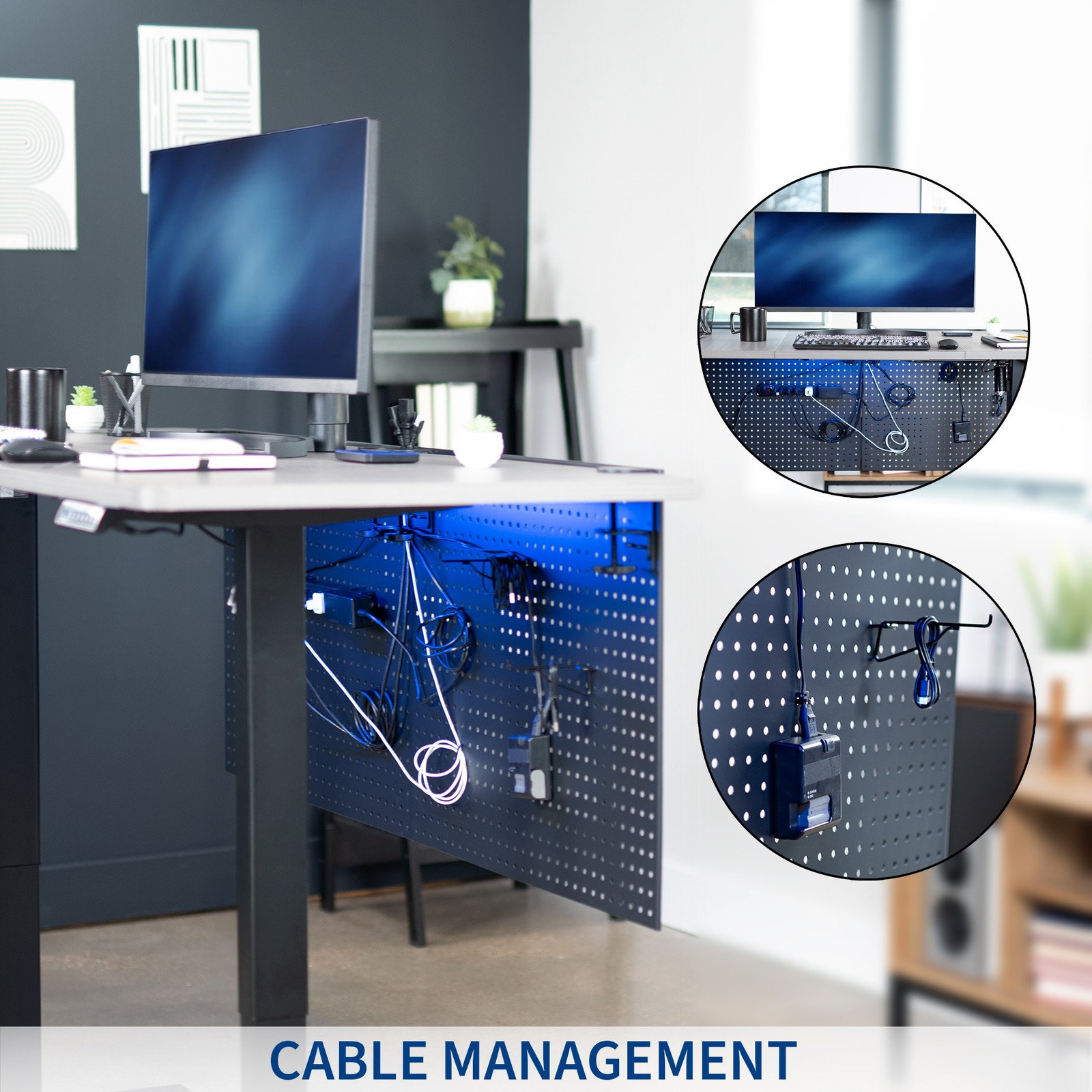 VIVO Dual Steel Clamp-on 60″ x 24″ Desktop Pegboard, Magnetic Privacy Panel