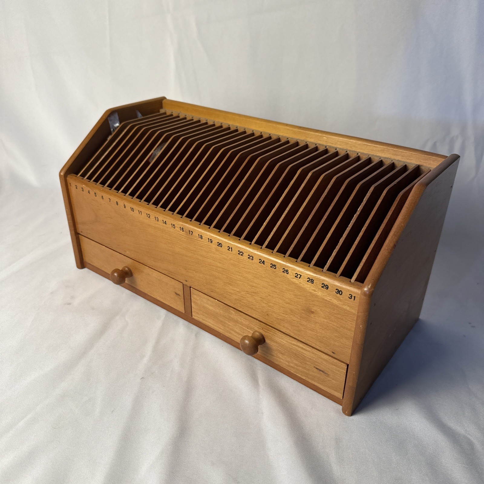 31 Day Wooden Monthly Bill Mail Sorter Desk Organizer with Drawer -Lilian Vernon