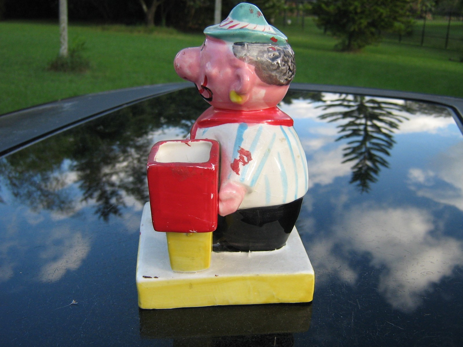 Vintage Earl Bernard Japan ceramic organ grinder/monkey desk caddy Clearance