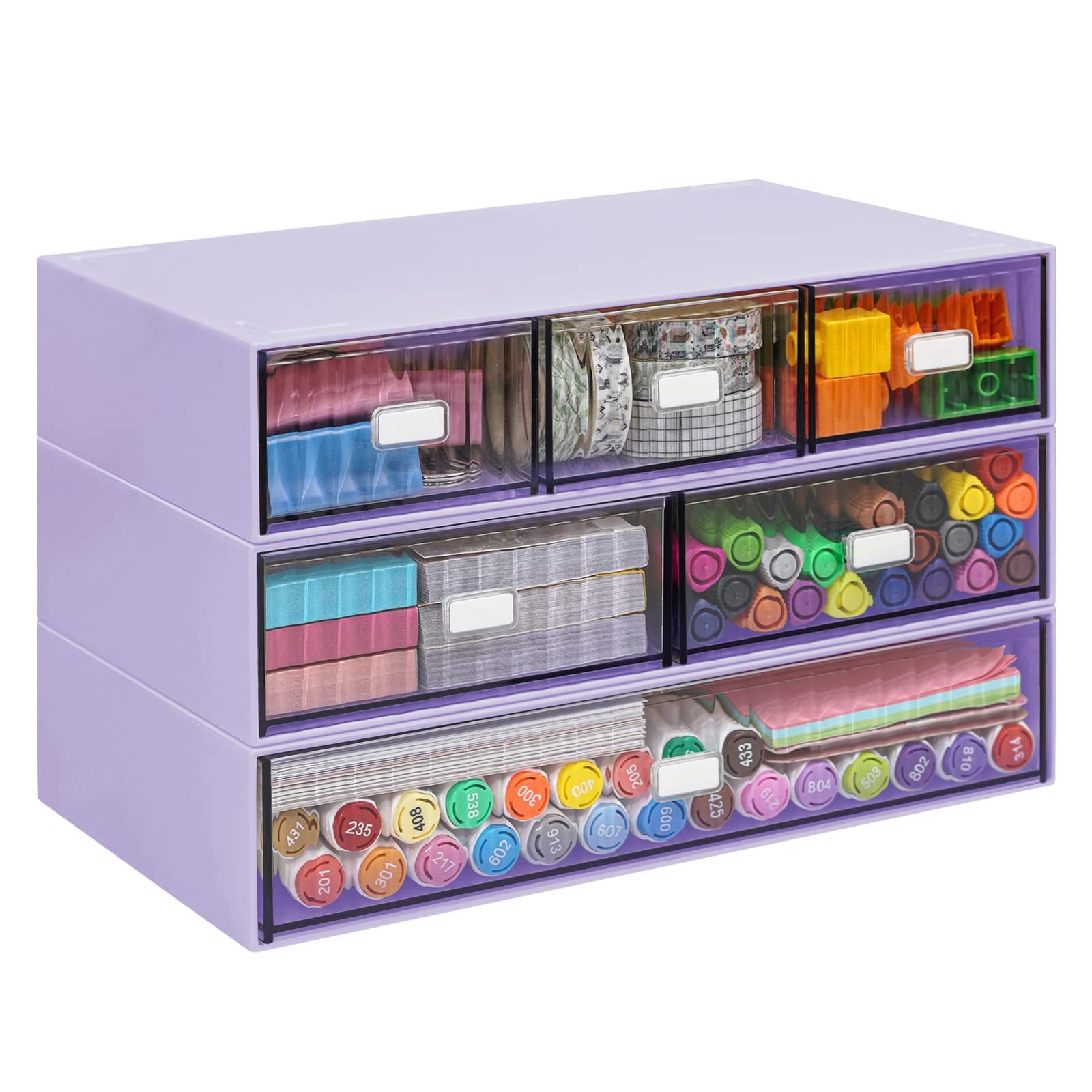 3 Tier Stackable Desk Organizer with 6 9.1 x 6.1 x 6.7 inches, Purple