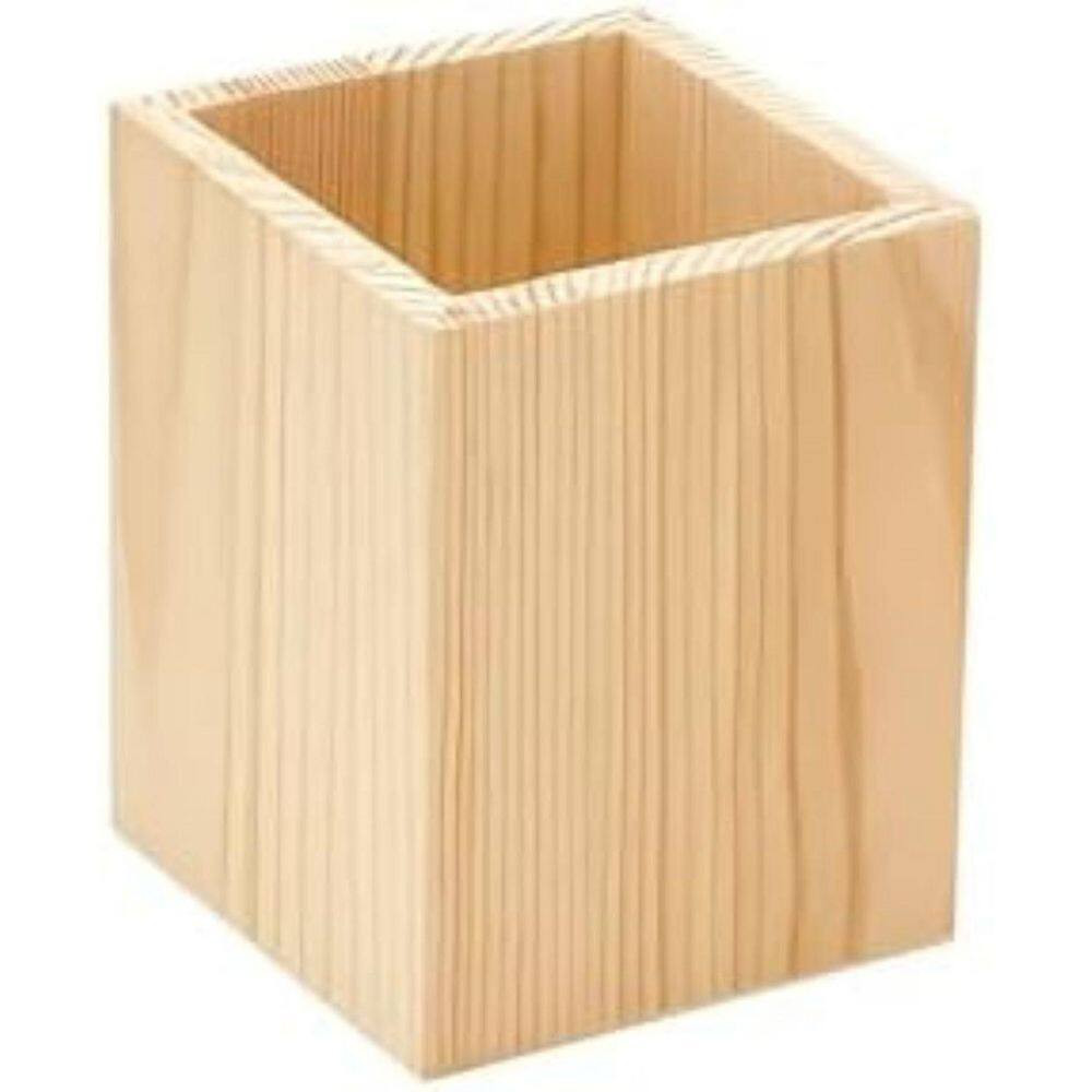 12-Pack Unfinished Wood Pen Holder Pine Office Desk Organizer for DIY Crafts Hom