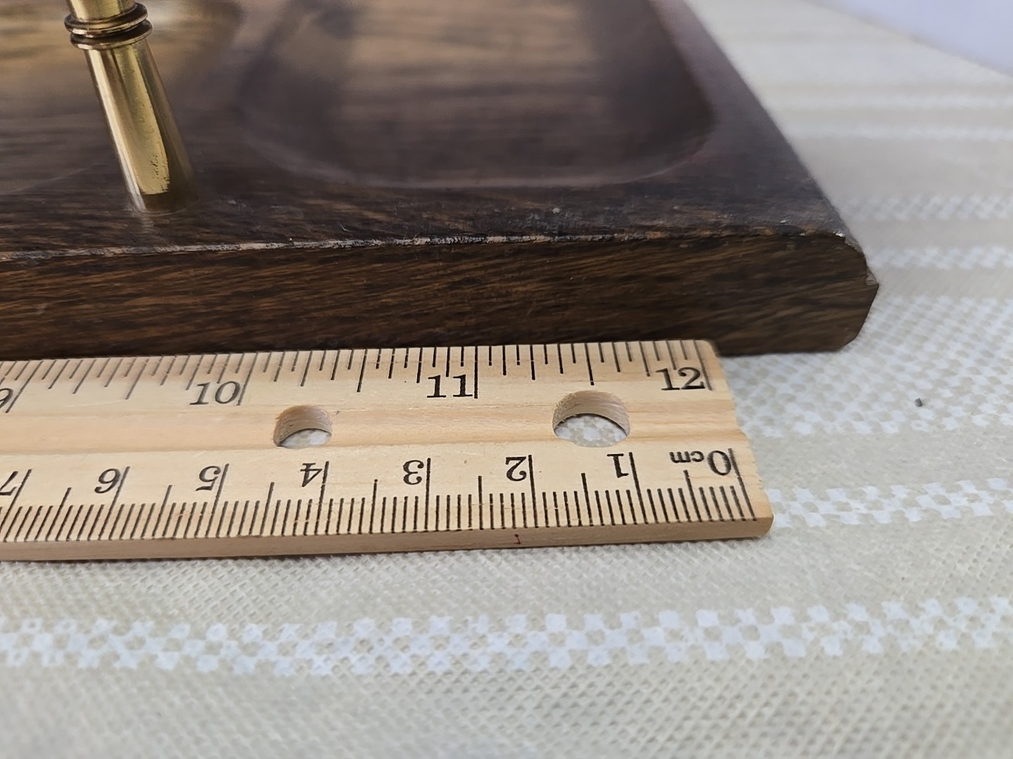 Solid Wood With Brass 2-Tier MCM Desk Organizer Dresser Valet jewelry Tray