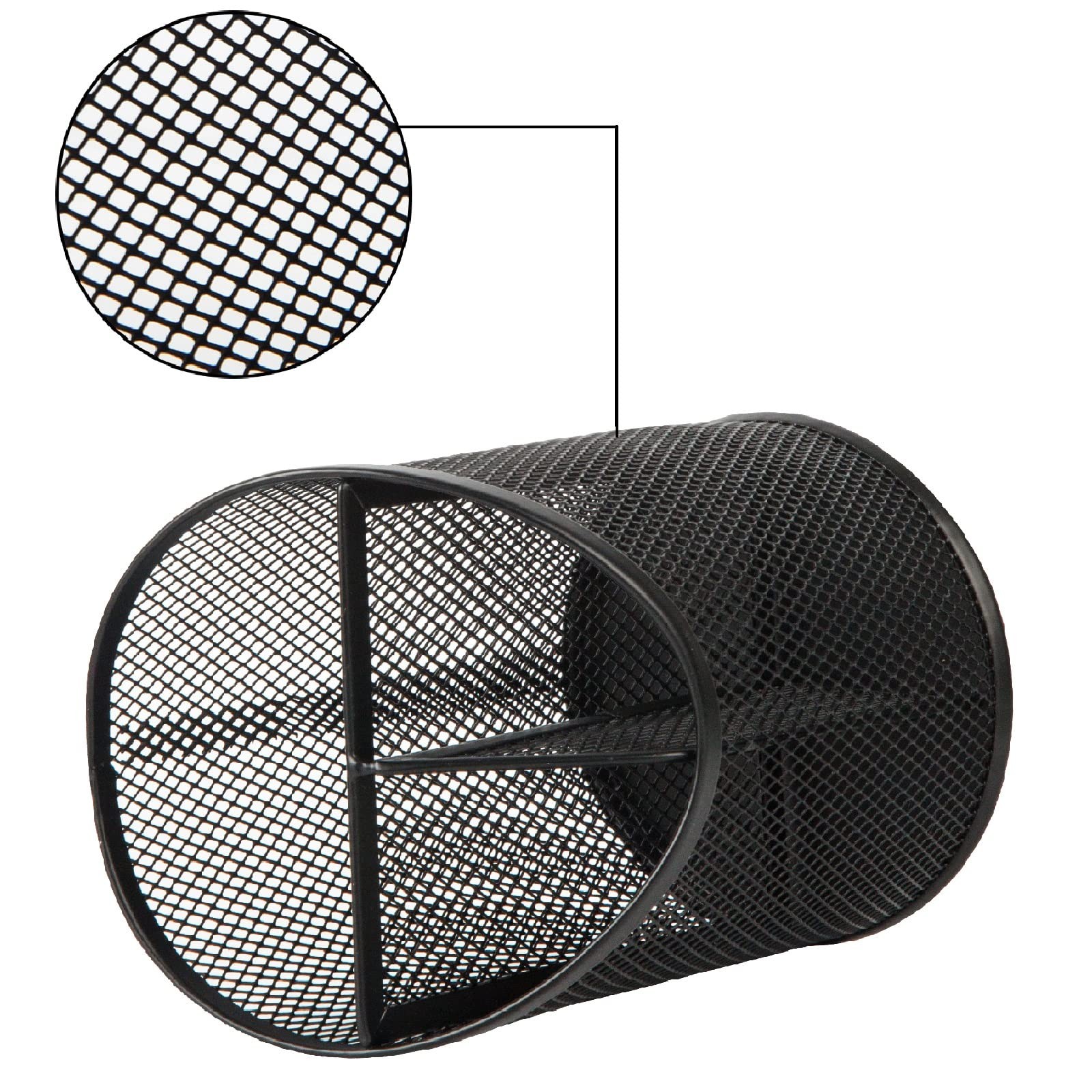 2 Pack Pen Holder Mesh Round Pencil Holder Desktop Organizer 3 Compartments, …
