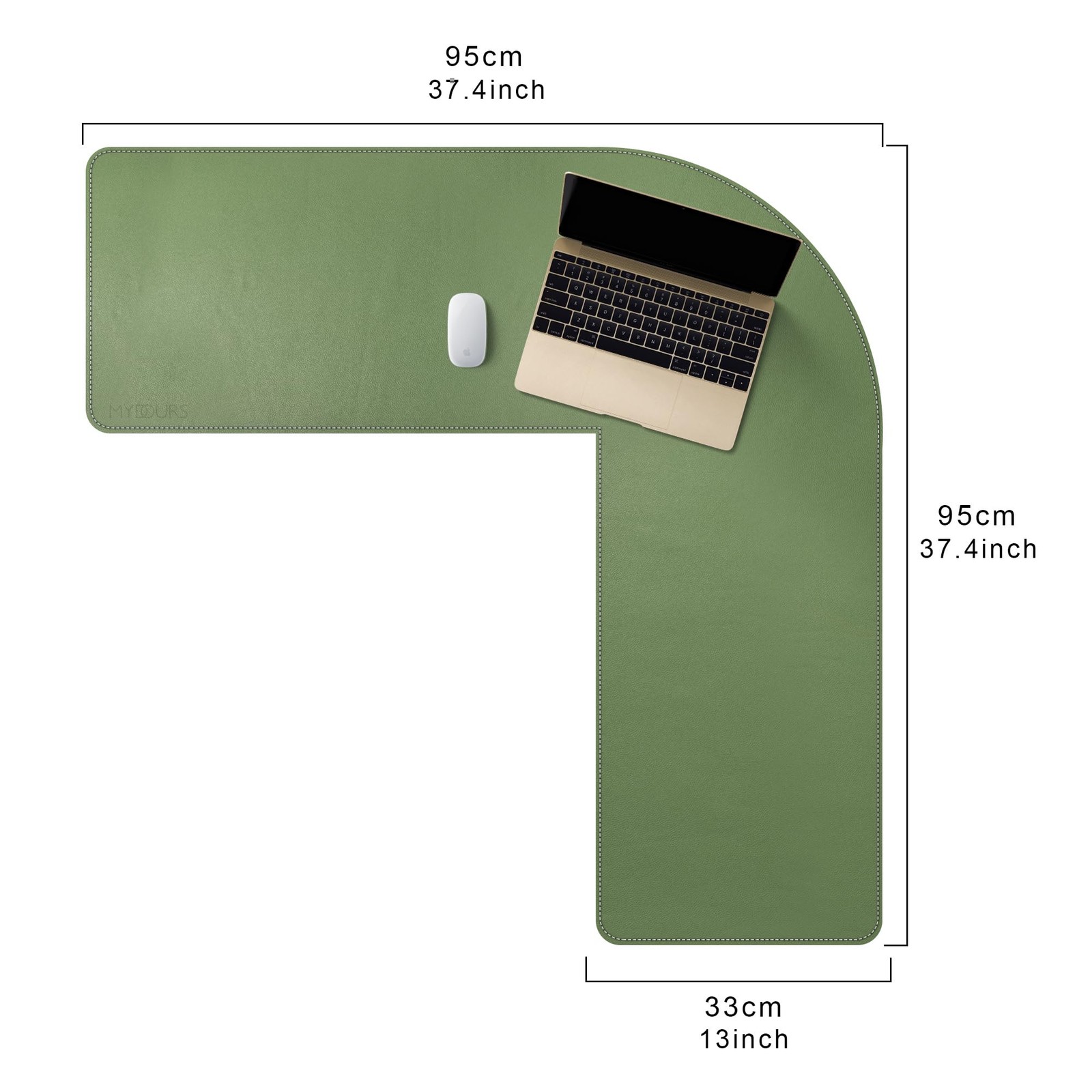 Mydours L-Shape Desk Mat 46 X 46 X 16 Extra Large Pu Leather Desk Pad Blotter