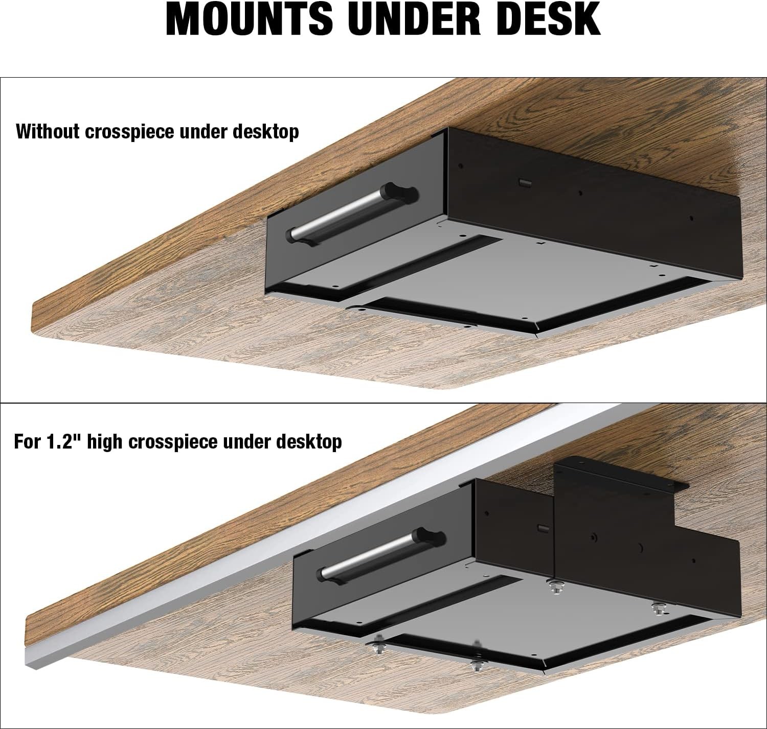 Under Desk Drawer Storage, Pull-Out Office Hidden Counter Drawer, Metal Slidi…