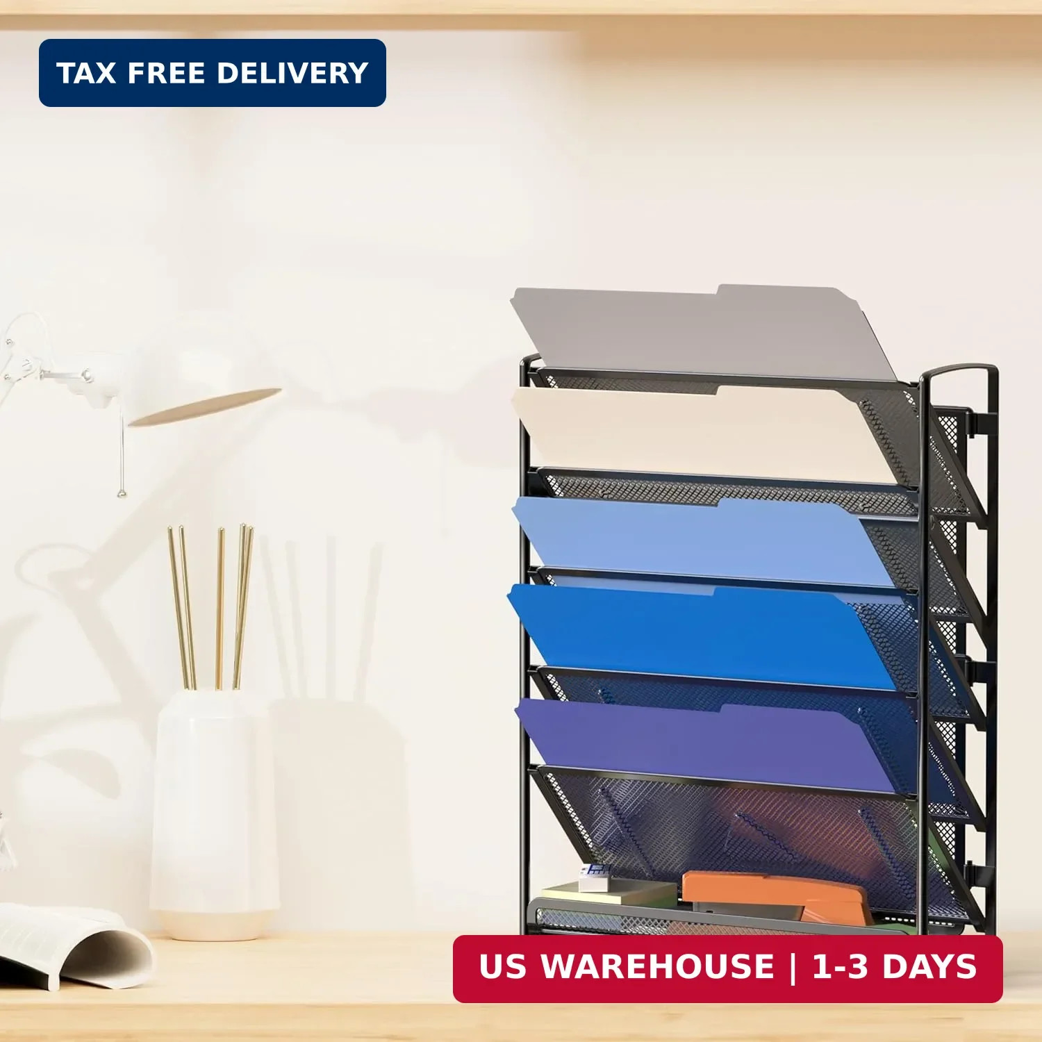 Simple Houseware 6-Tier Wall Mount Document Letter Tray Organizer, Black