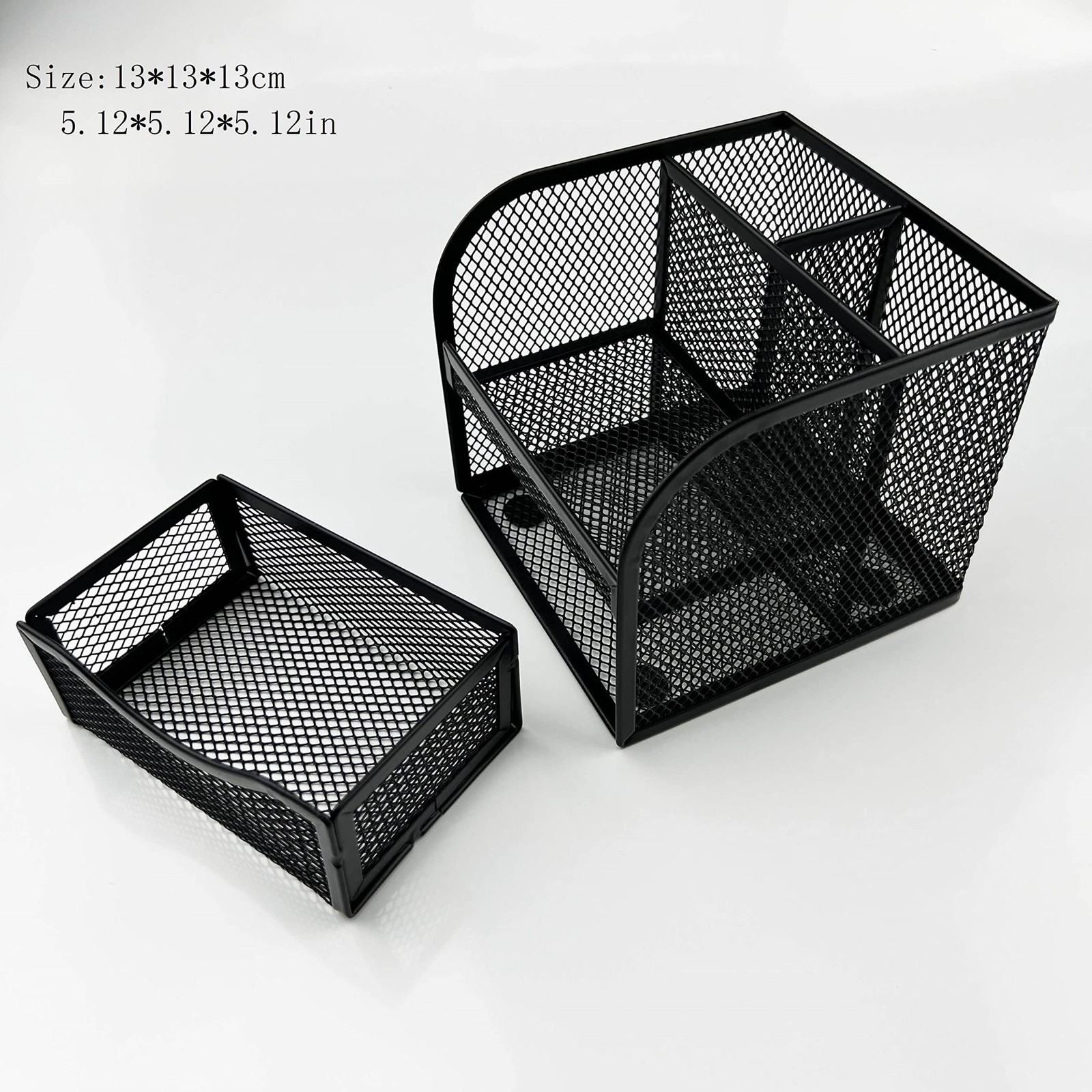 T11, Black Square Metal Wire Mesh Pencil Holder, Pencil Cup, Pen Holder, Desk…