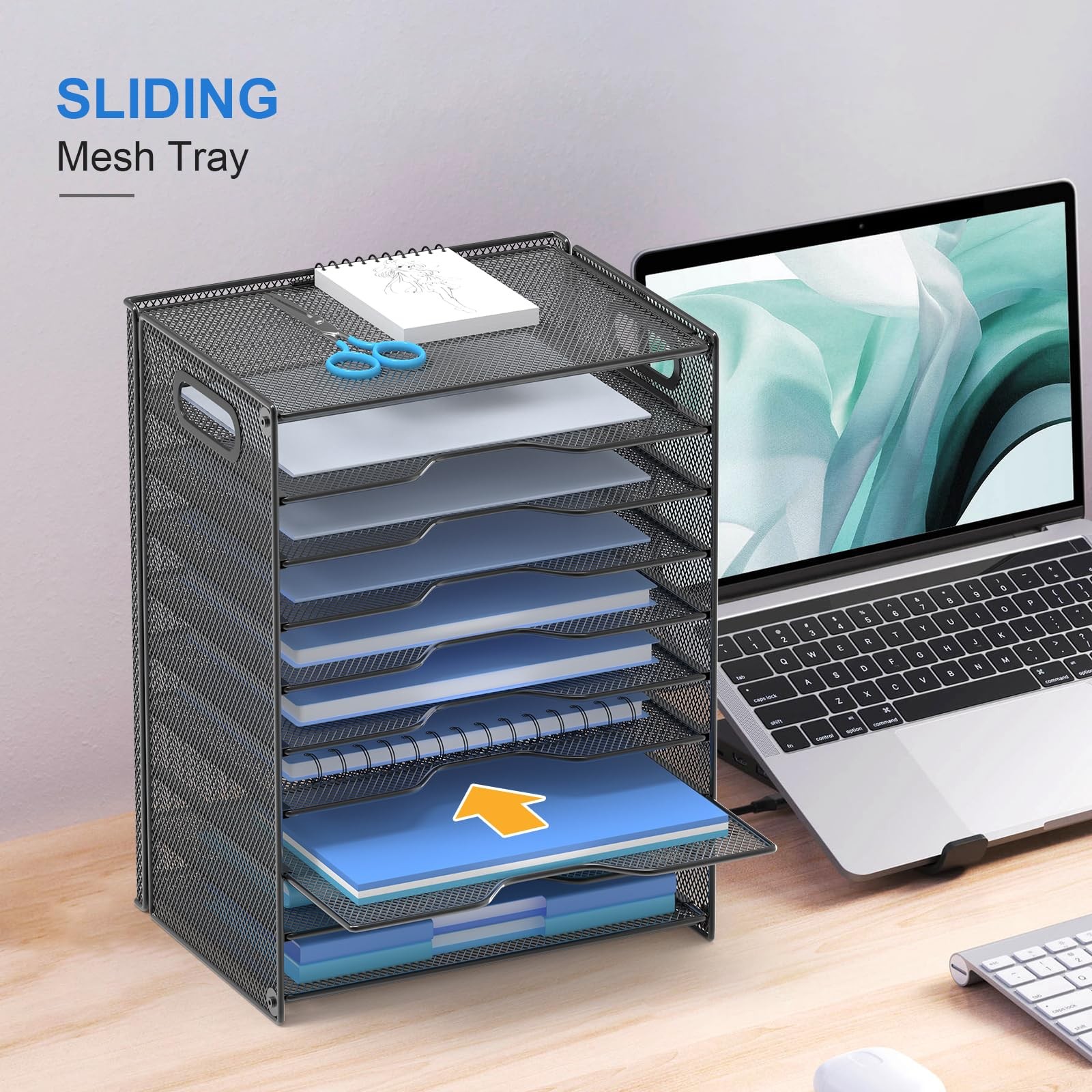 OUTWOLF 10 Tier Paper Organizer – Letter Tray 12.8″ x 9.3″ x 17.1″, Black