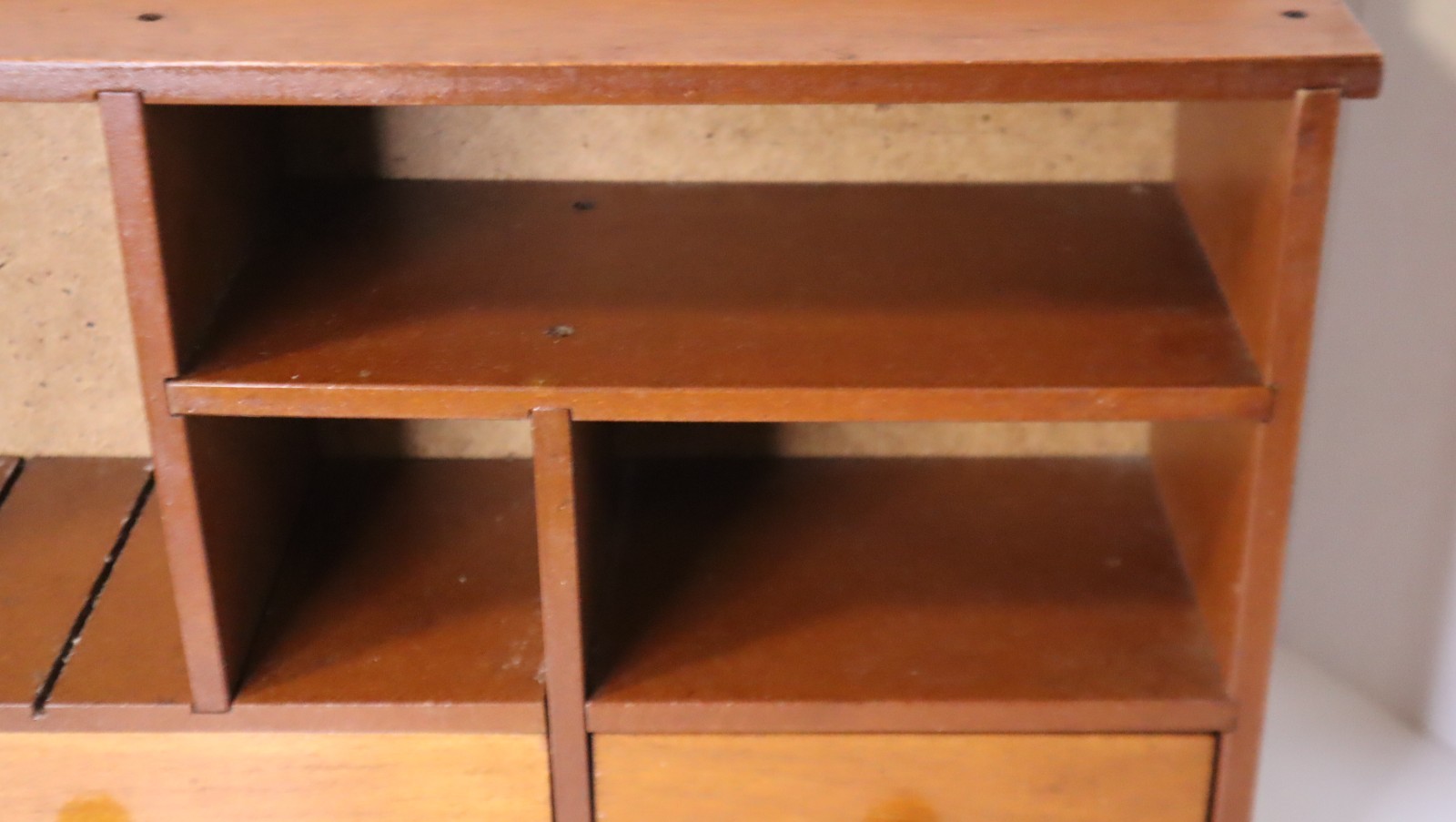 Vintage Wooden Desk Top Caddy Organizer Box Shelf, Tabletop, or Wall 18 in wide