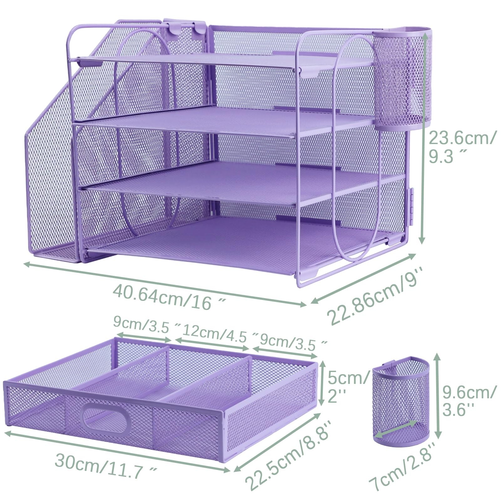 4 Tier Desk File Organiser with Extra Vertical File Sorter, Paper Letter Tray…
