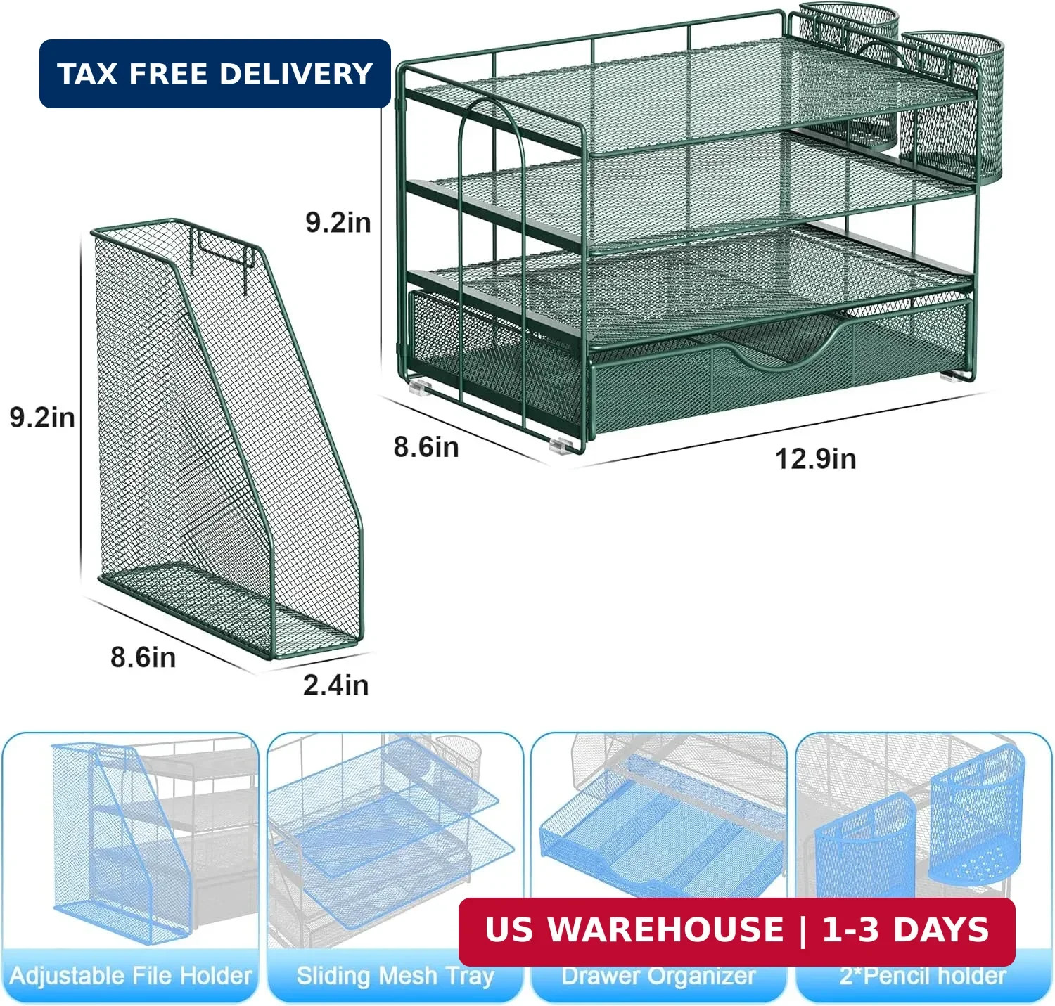 gianotter 4-Tier Desk Organizer with Drawers, File Holders, Letter Trays and Pen