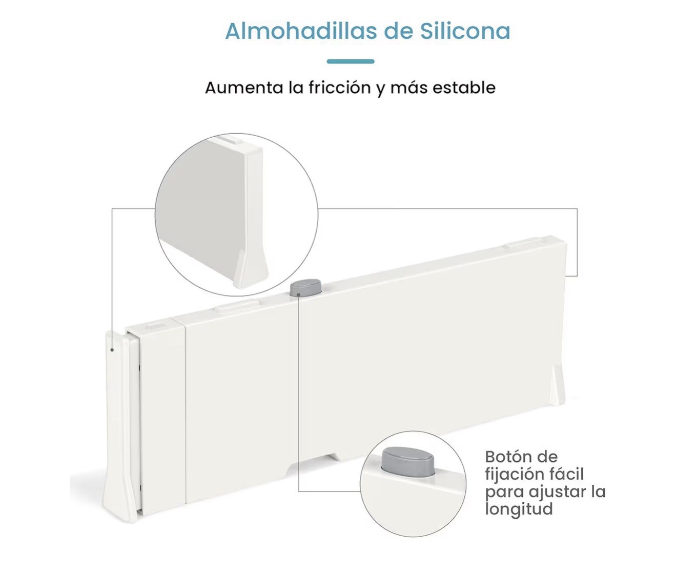 Expandable Adjustable Drawer Dividers Set of 8 White Plastic Silicone for Desk