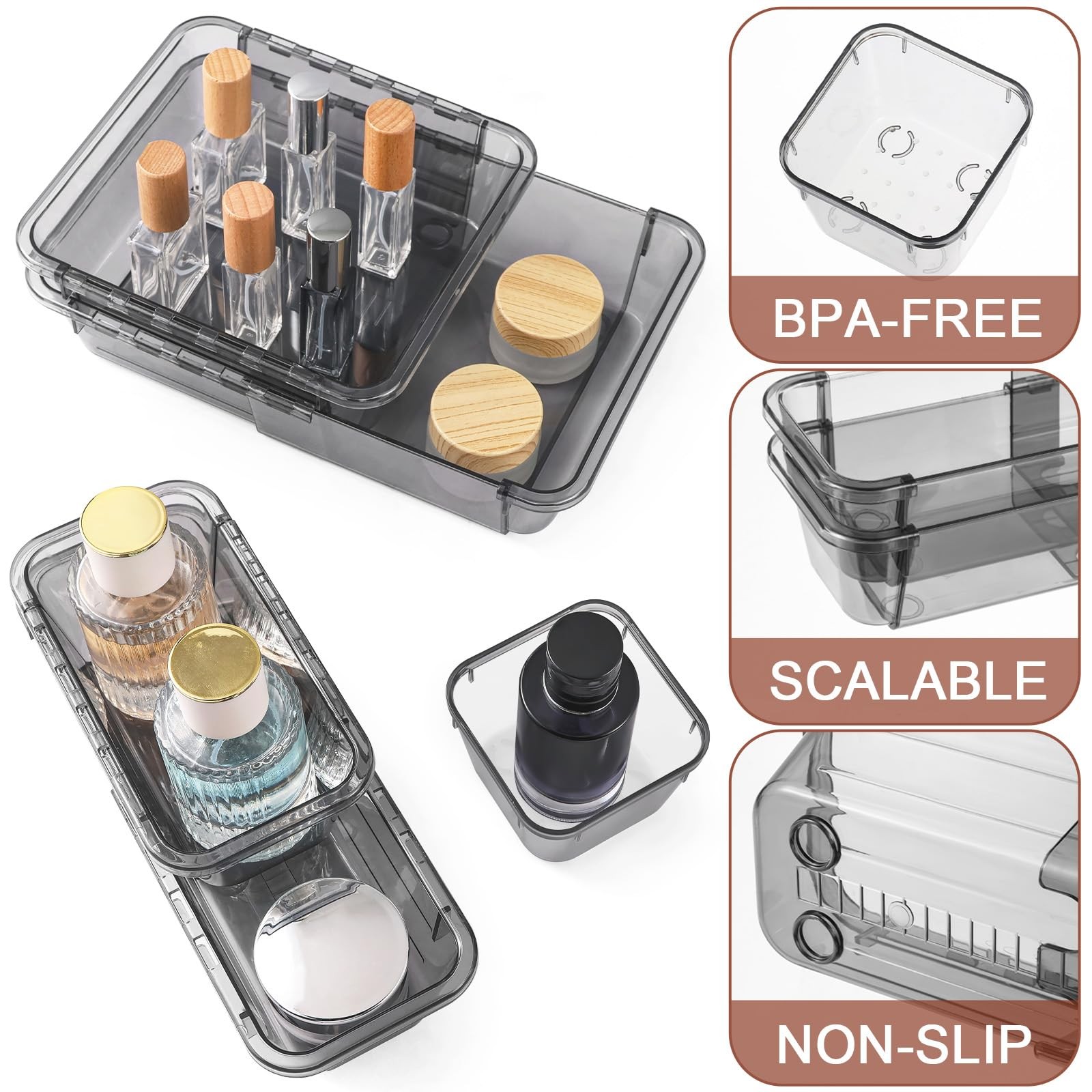 25 Pcs Clear Drawer Organizer, Adjustable Drawer Storage Box, 3-Size Desk Dra…