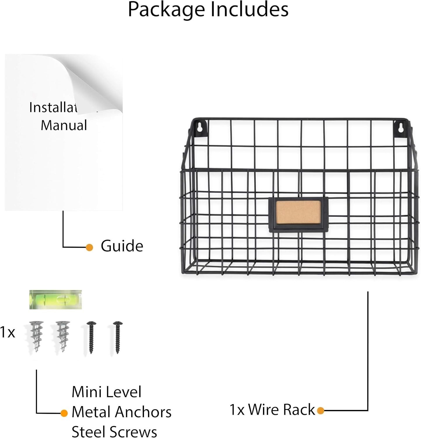 Rivista File Holder Home Office Desk Organizer, Wall Mounted Wide Chicken Wire M