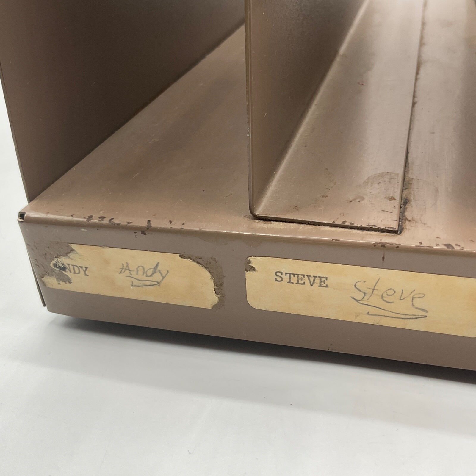 Vintage File Desk Top Organizer Hunt Metal 4 Slot Letter Mail Office Brown Color