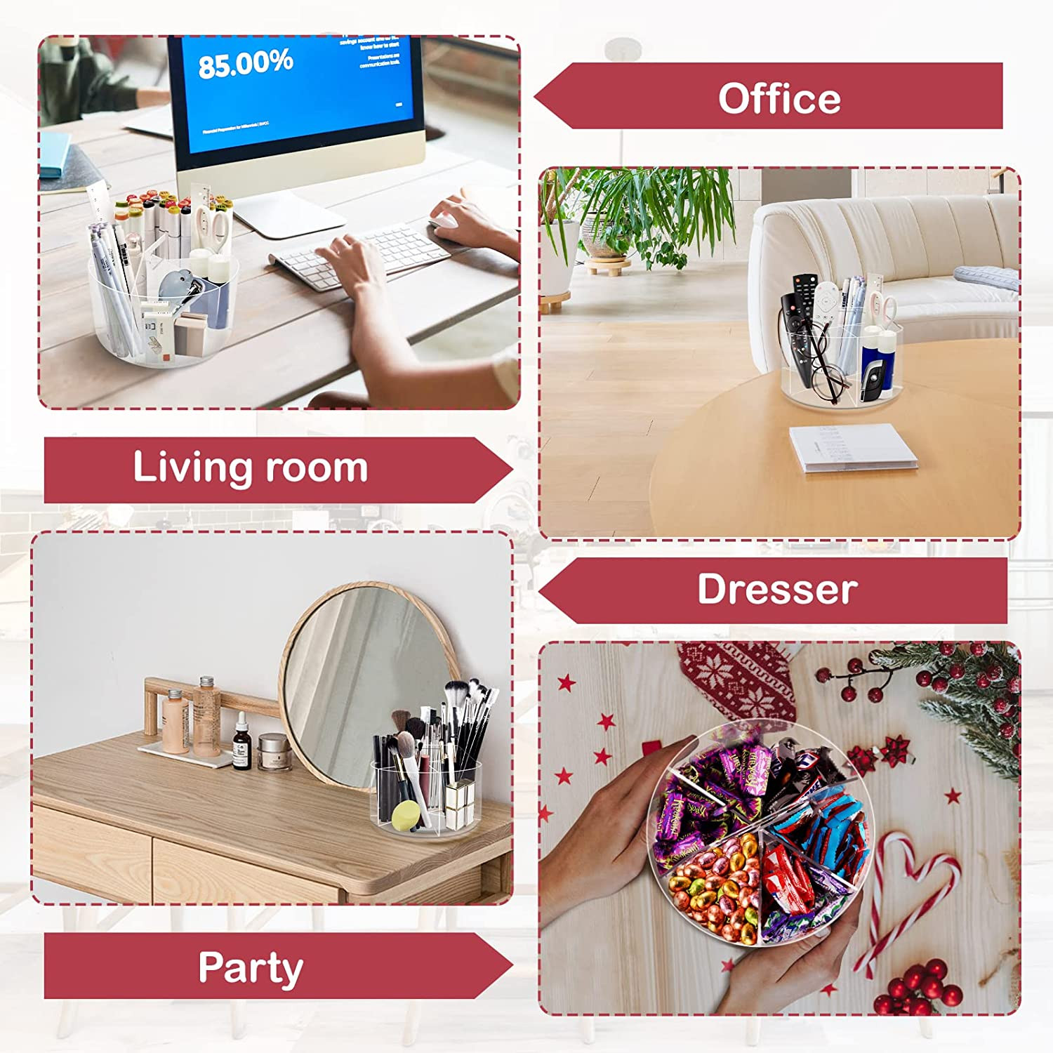 Desk Organizer Pen Pencil Holder 360 Rotating Kids Office Home School Art Supply