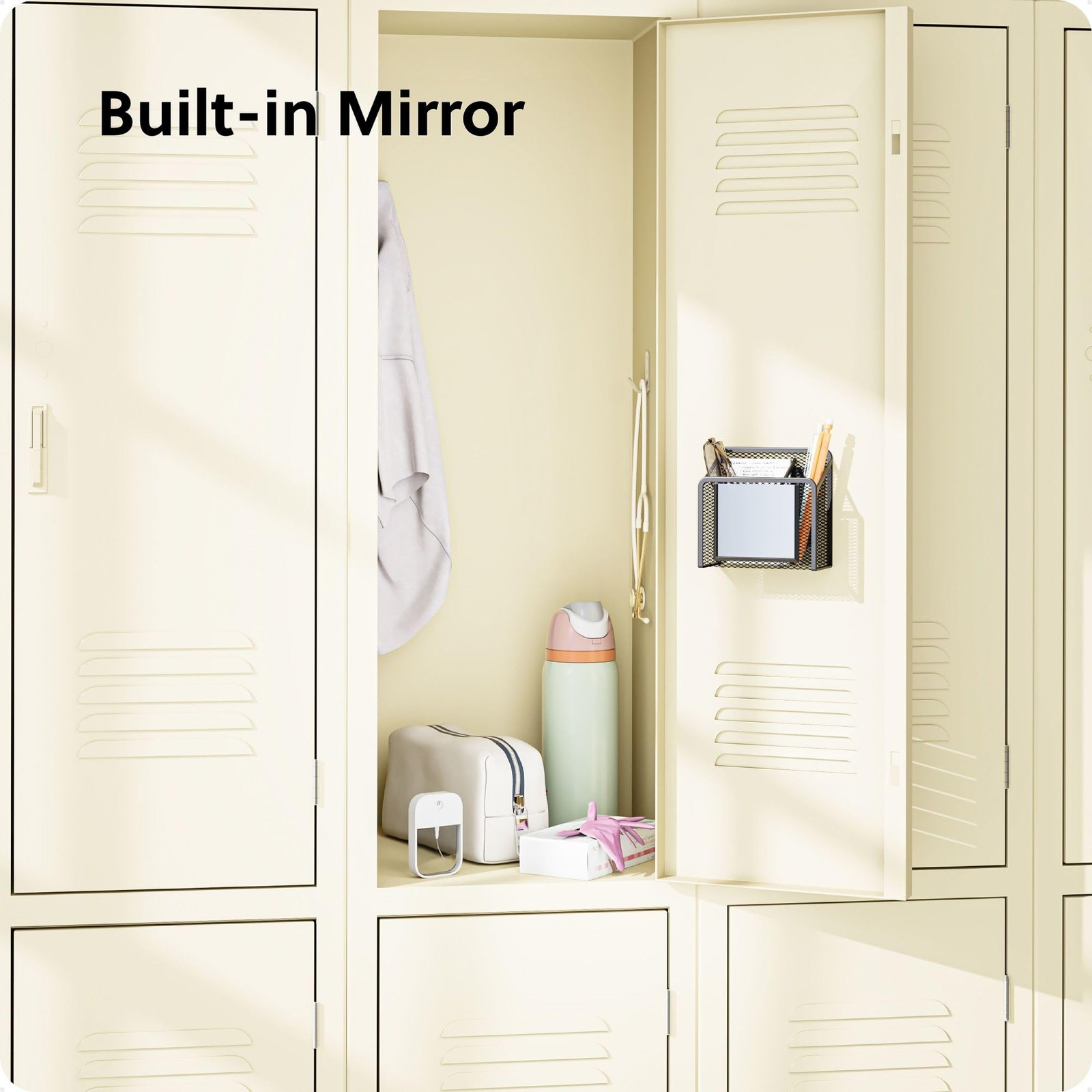 U Brands Dusty Black Magnetic Locker Cup with Mirror,