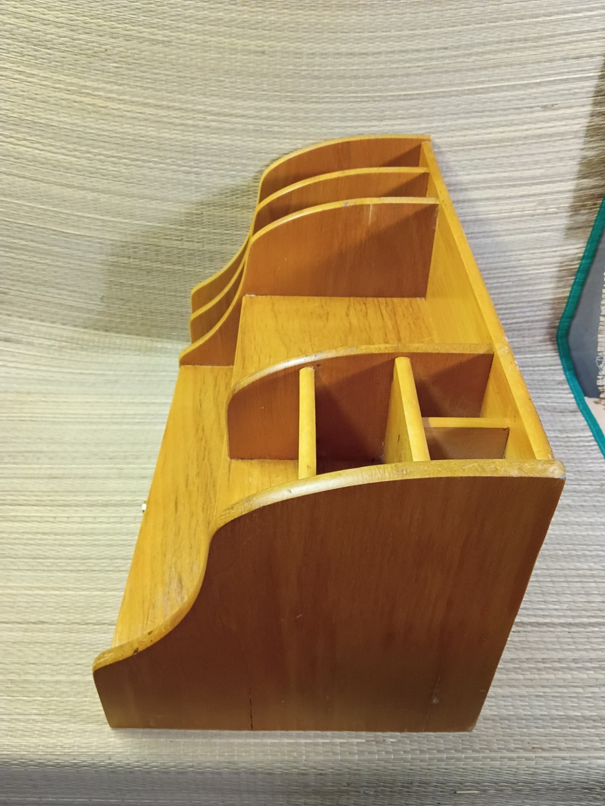 Vintage Wooden Desk Top Organizer With Drawer Solid Oakwood