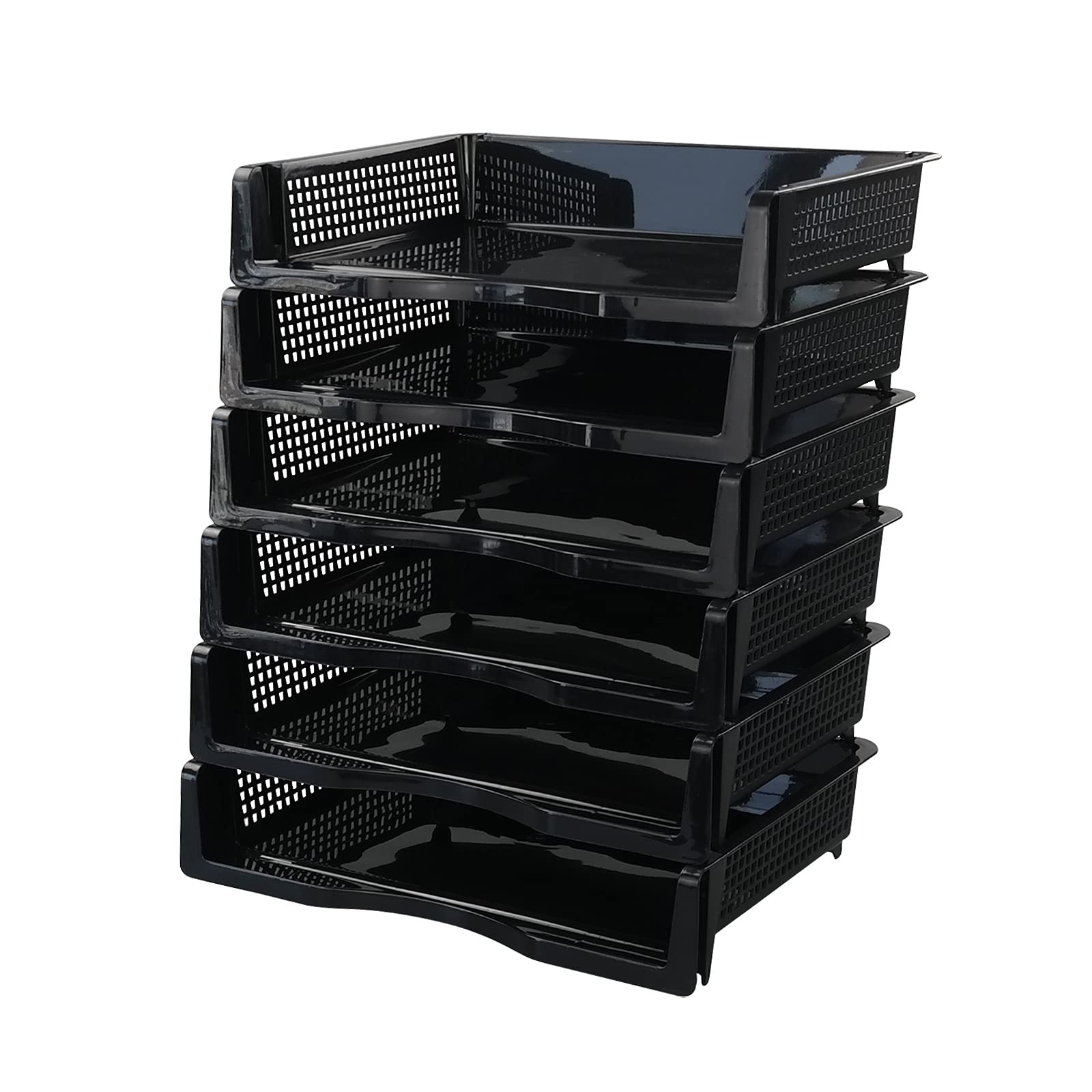 6 Packs Plastic Stackable File Document Basket Tray for Desk Office School